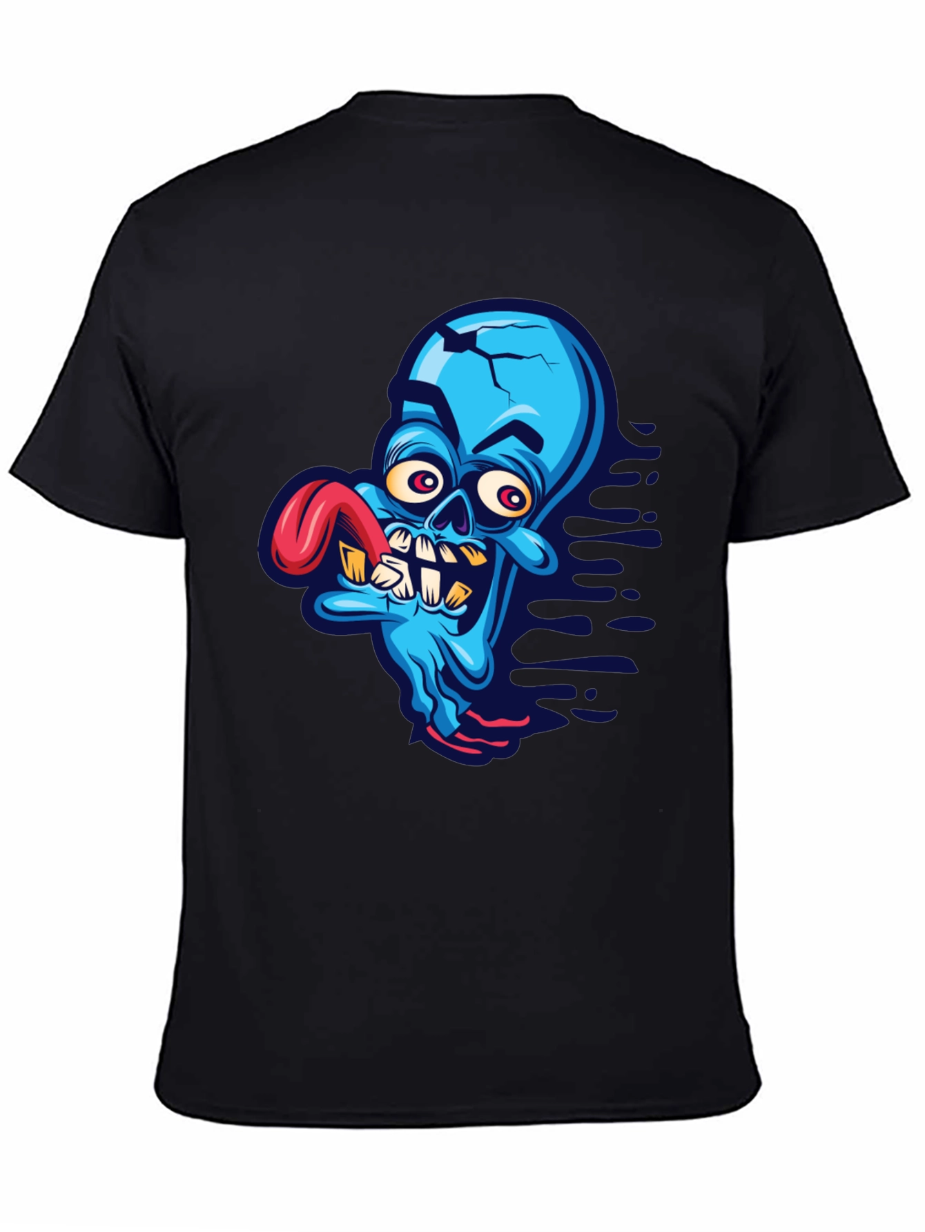 Black Cartoon Zombie Graphic Tee - Blue view 4