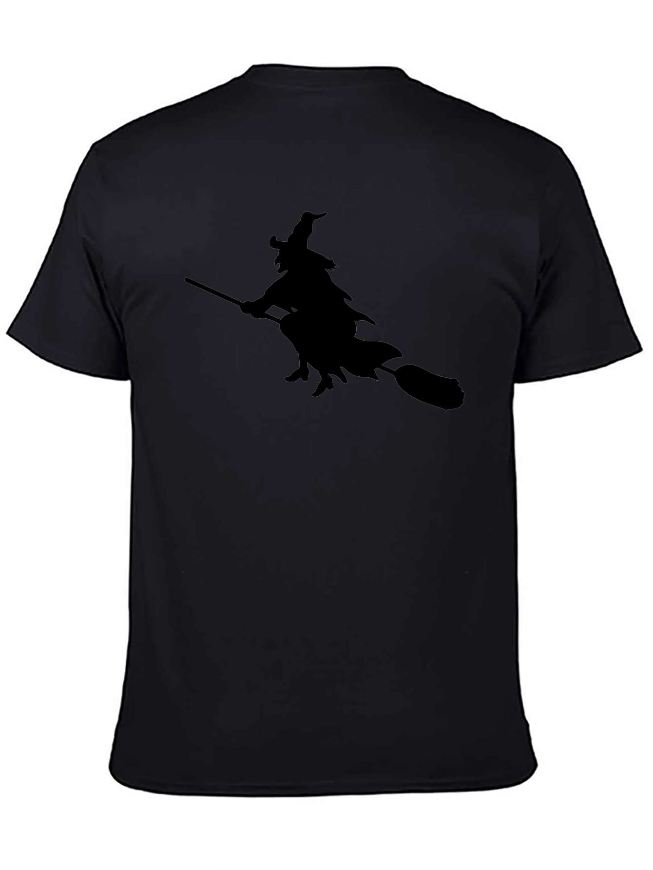 Black Witch on Broom T-Shirt - Black Tee view 4