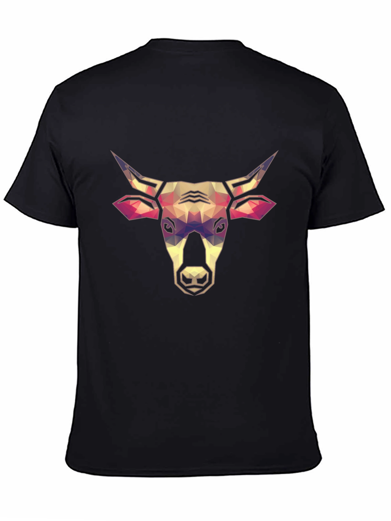 Black Geometric Bull Head Graphic Tee - Stylish Black T-Shirt view 4