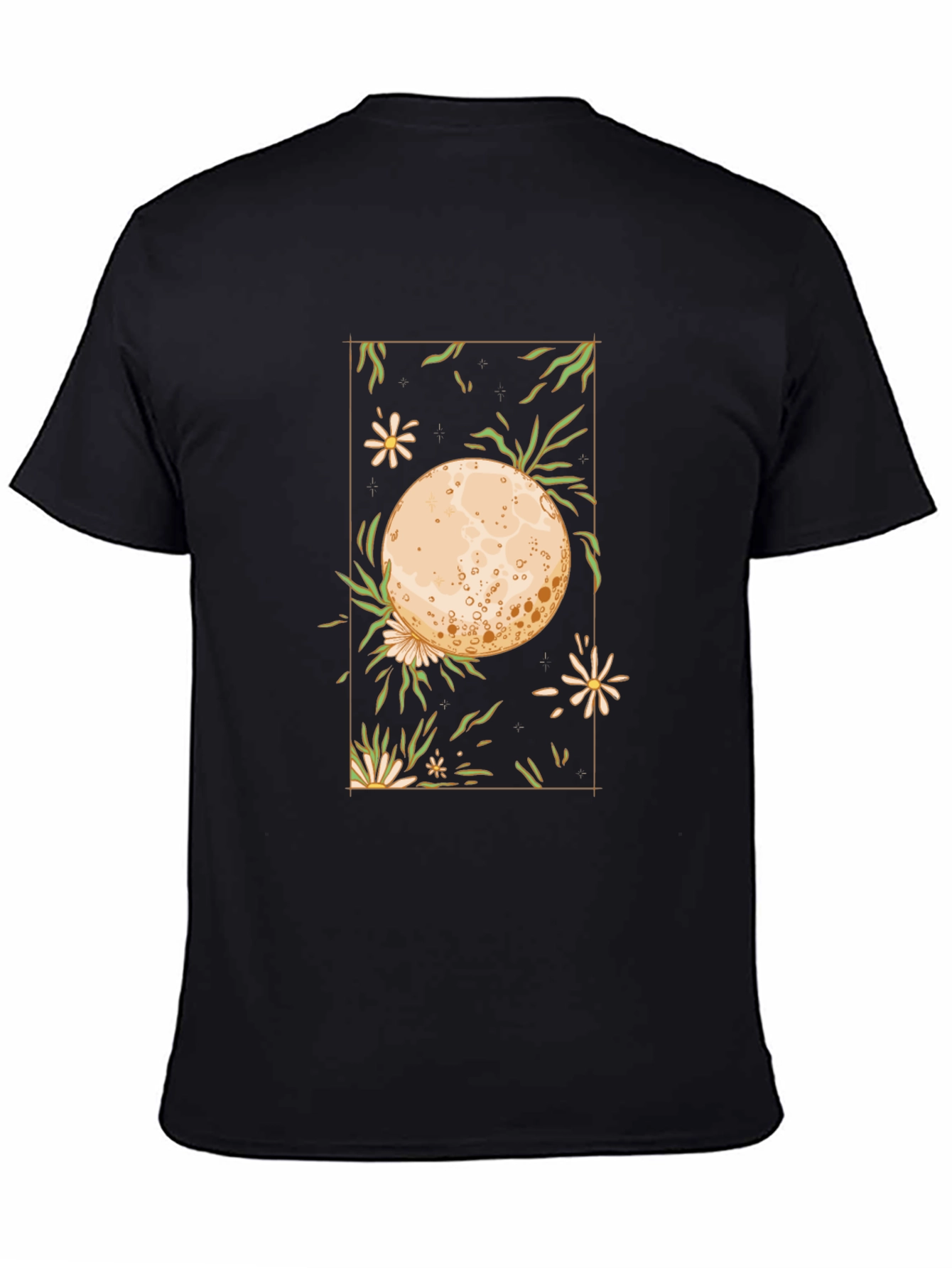 Black Floral Moon Graphic Tee - Unique Design view 4