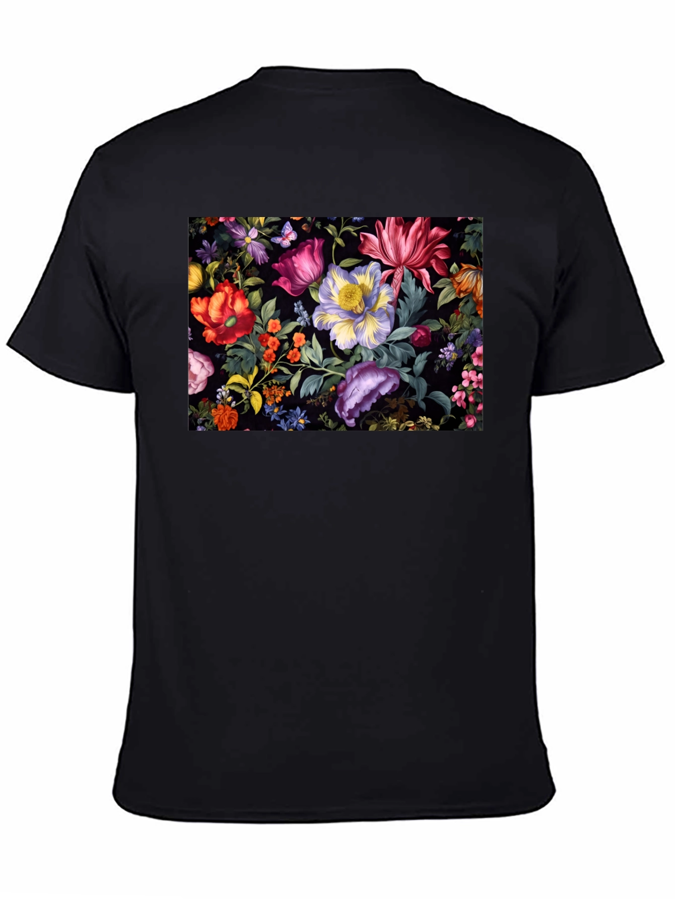 Black Floral Print Black T-Shirt view 4