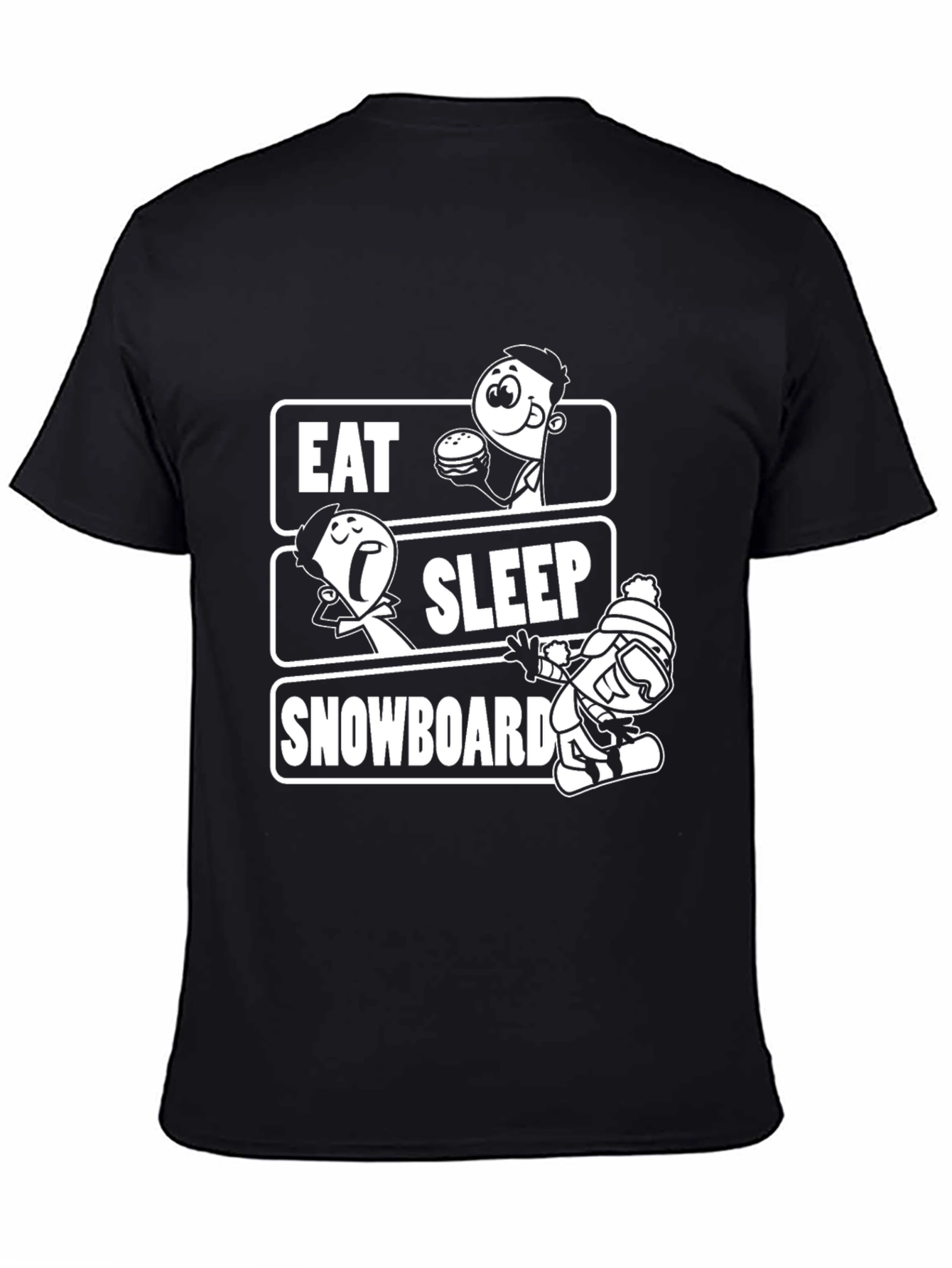 Black Eat Sleep Snowboard Graphic Tee view 4
