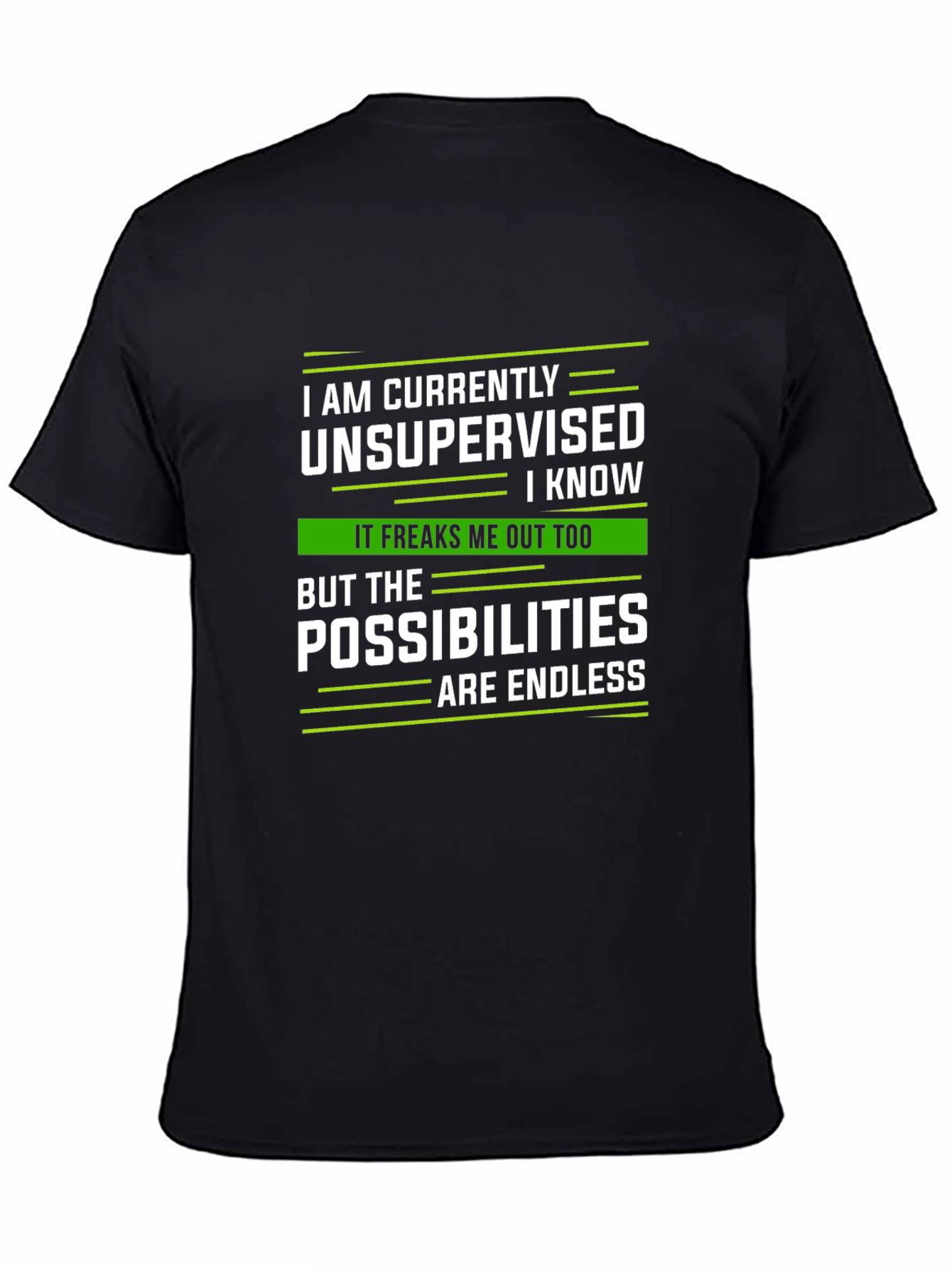 Black Unsupervised Humor T-Shirt view 4