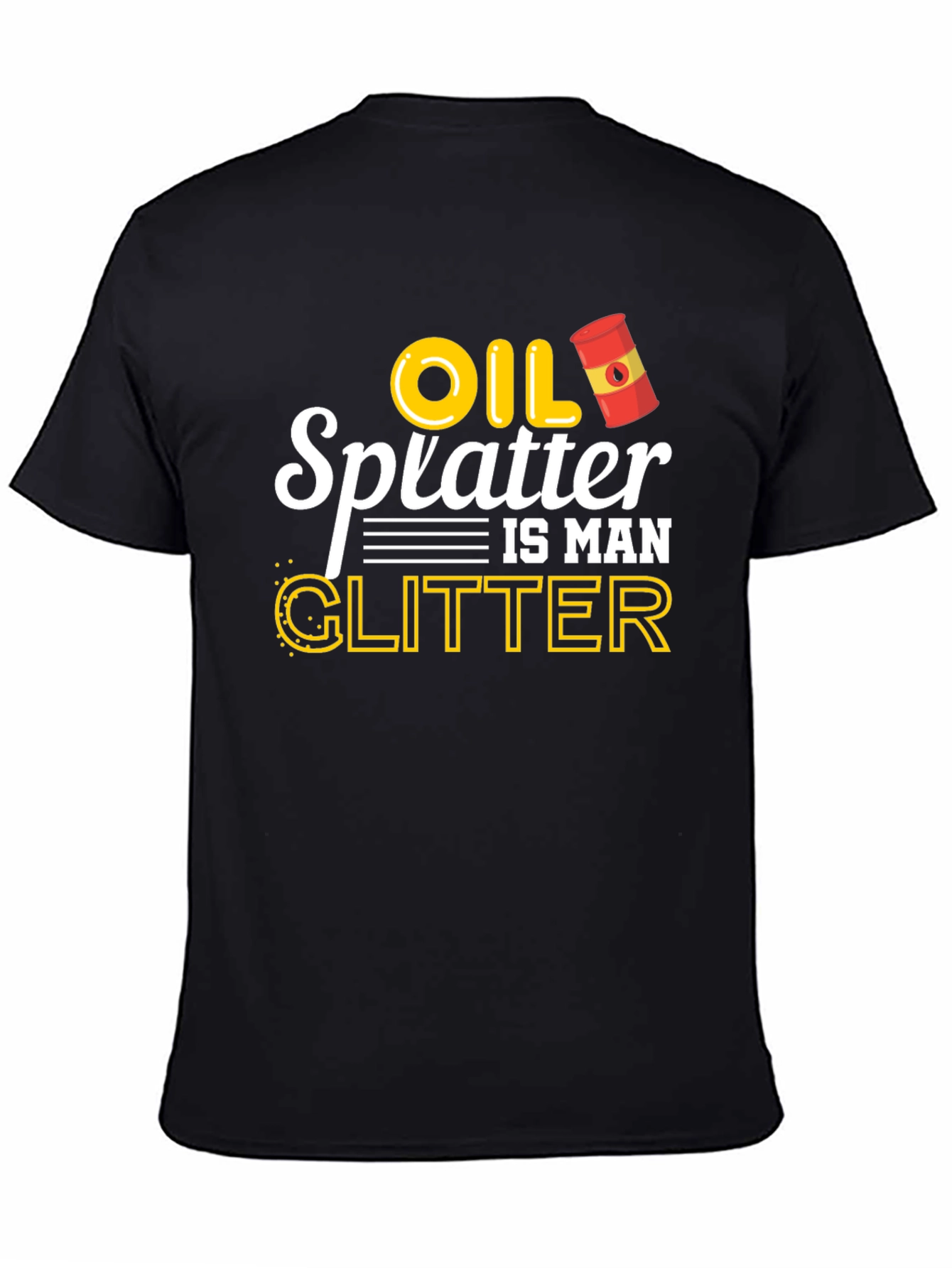 Black Oil Splatter is Man Glitter Graphic T-Shirt view 4