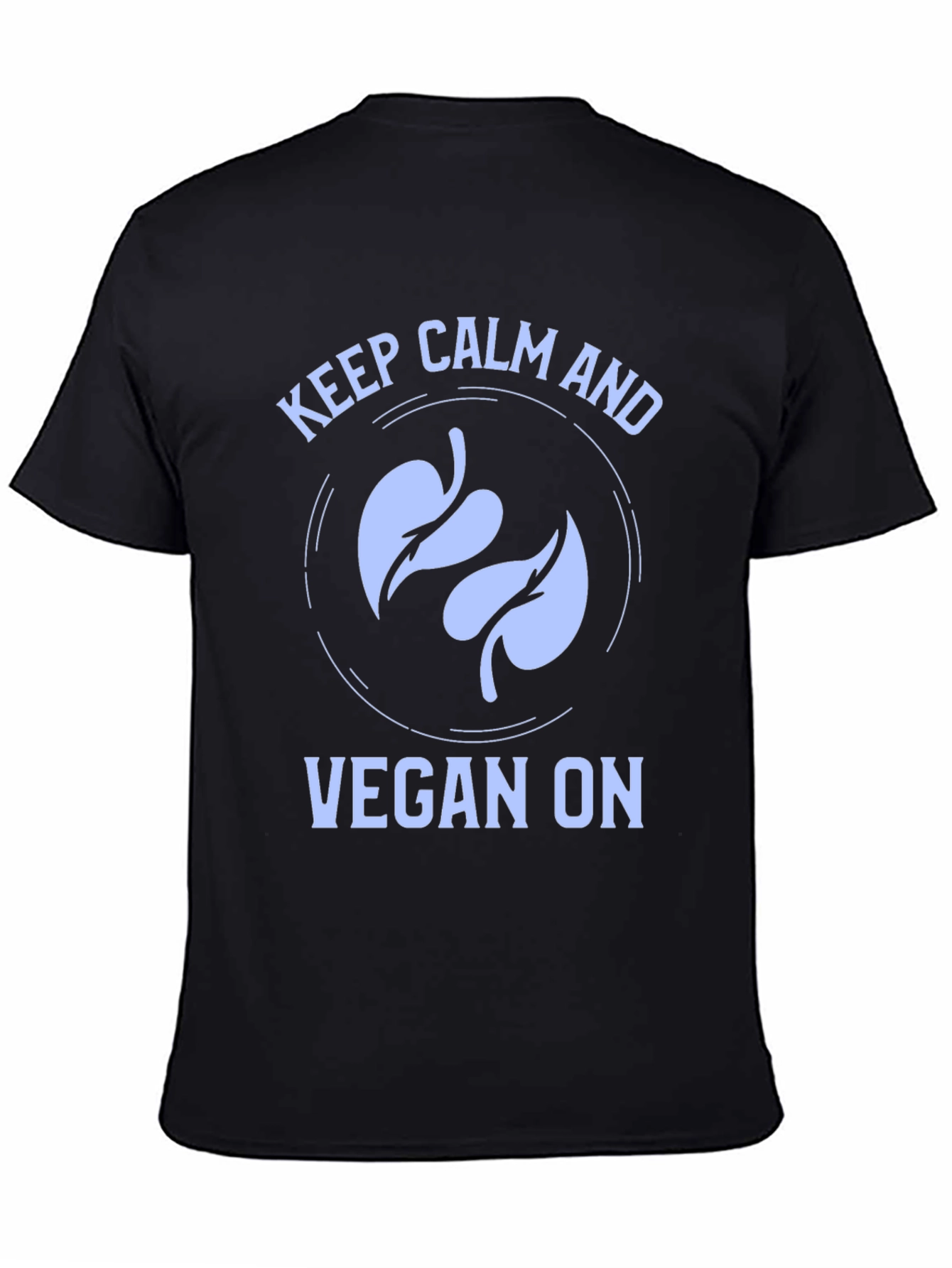 Black Keep Calm and Vegan On T-Shirt view 4