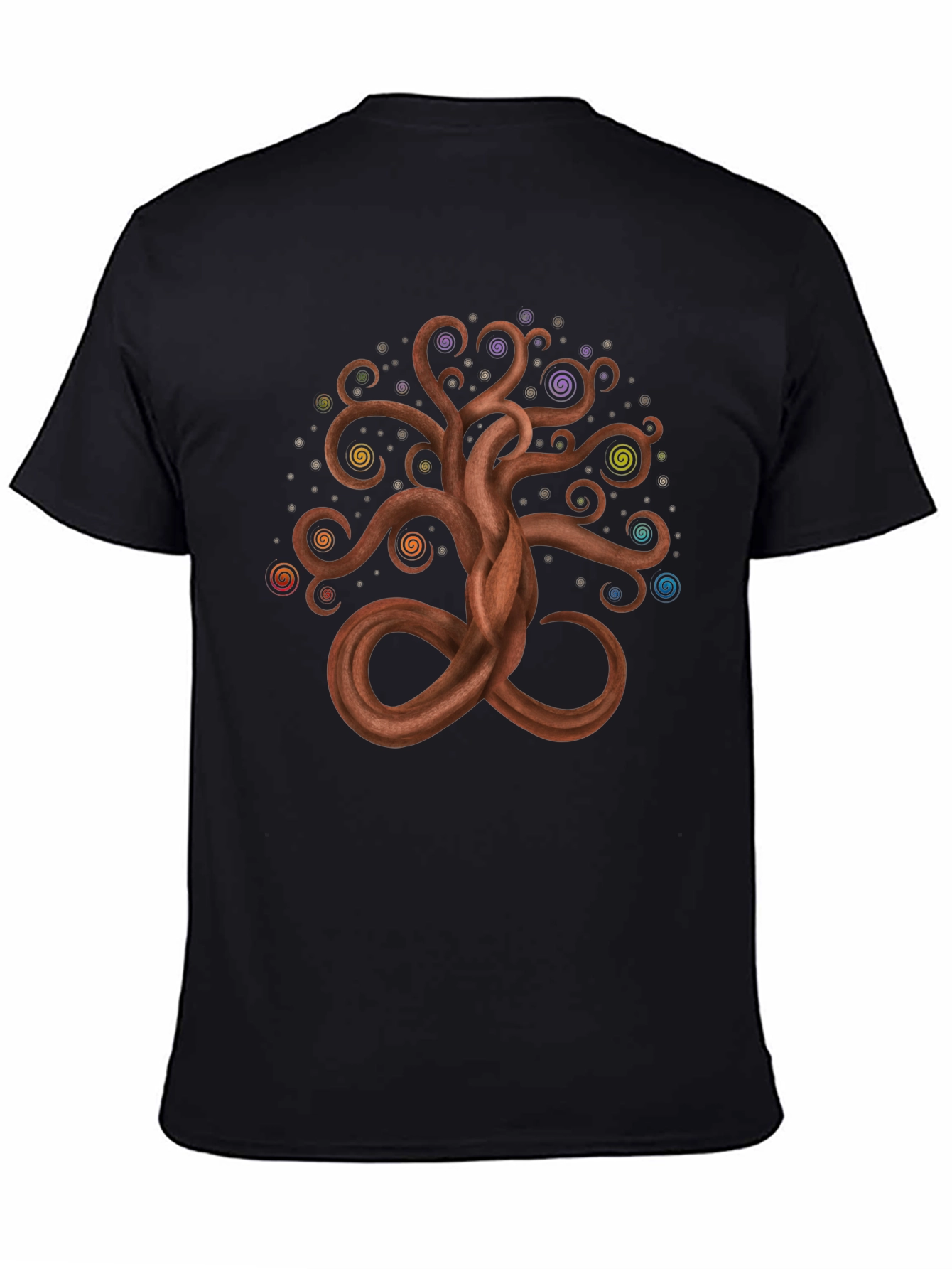 Black Spiral Tree of Life Graphic T-Shirt view 4