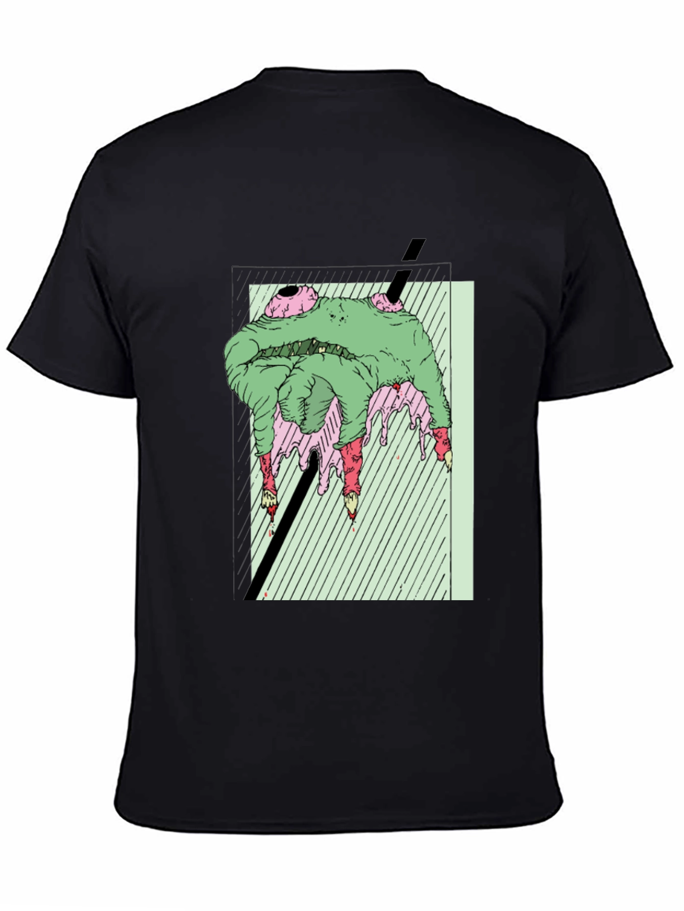 Black Green Horror Graphic Tee - Unique Graphic T-Shirt view 4