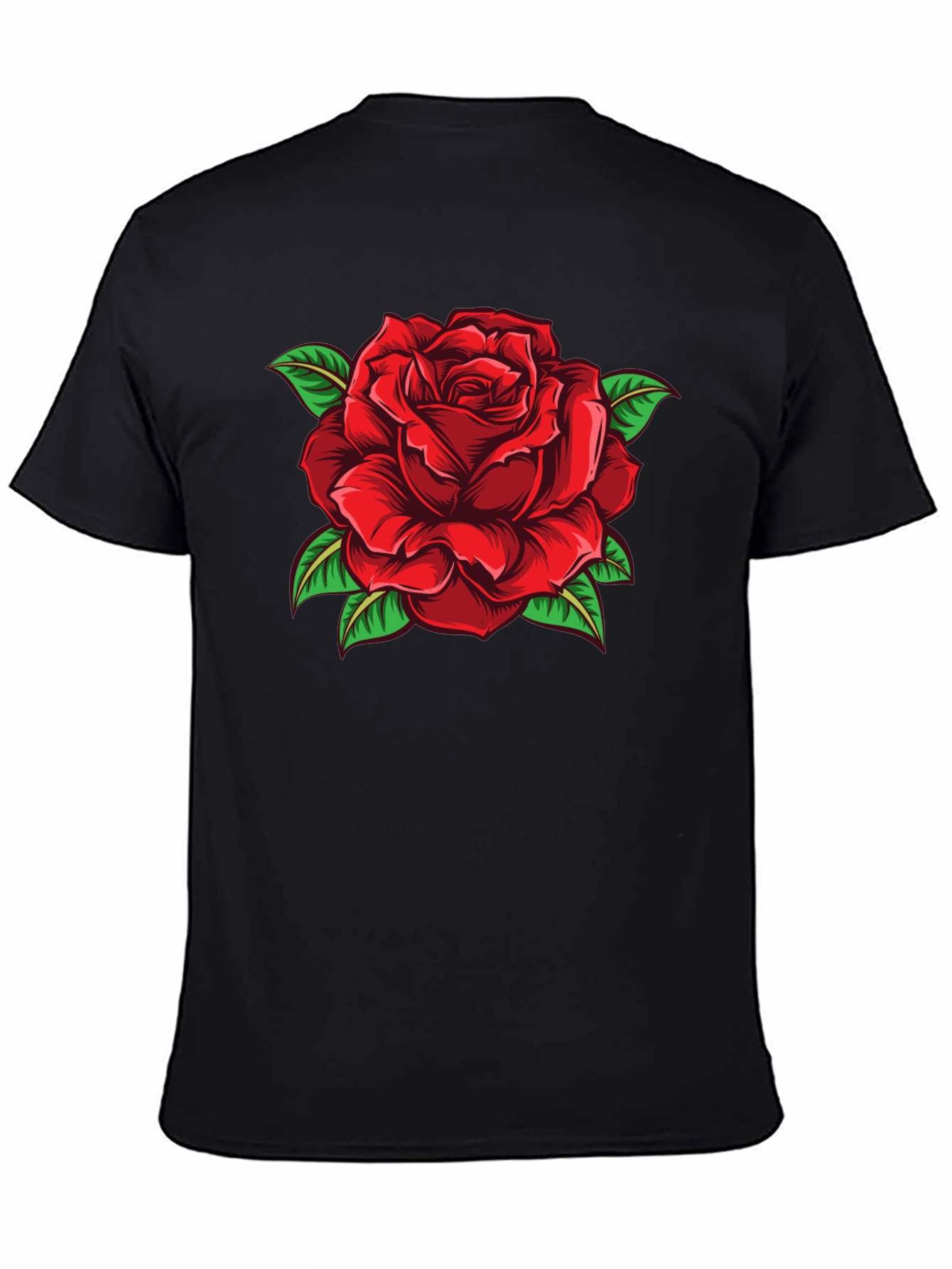 Black Red Rose Graphic Print Black T-Shirt view 4