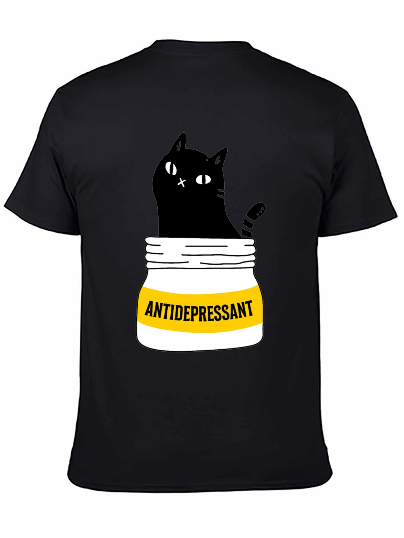 Black Antidepressant Cat T-Shirt - Funny Black Cat Graphic Tee view 4