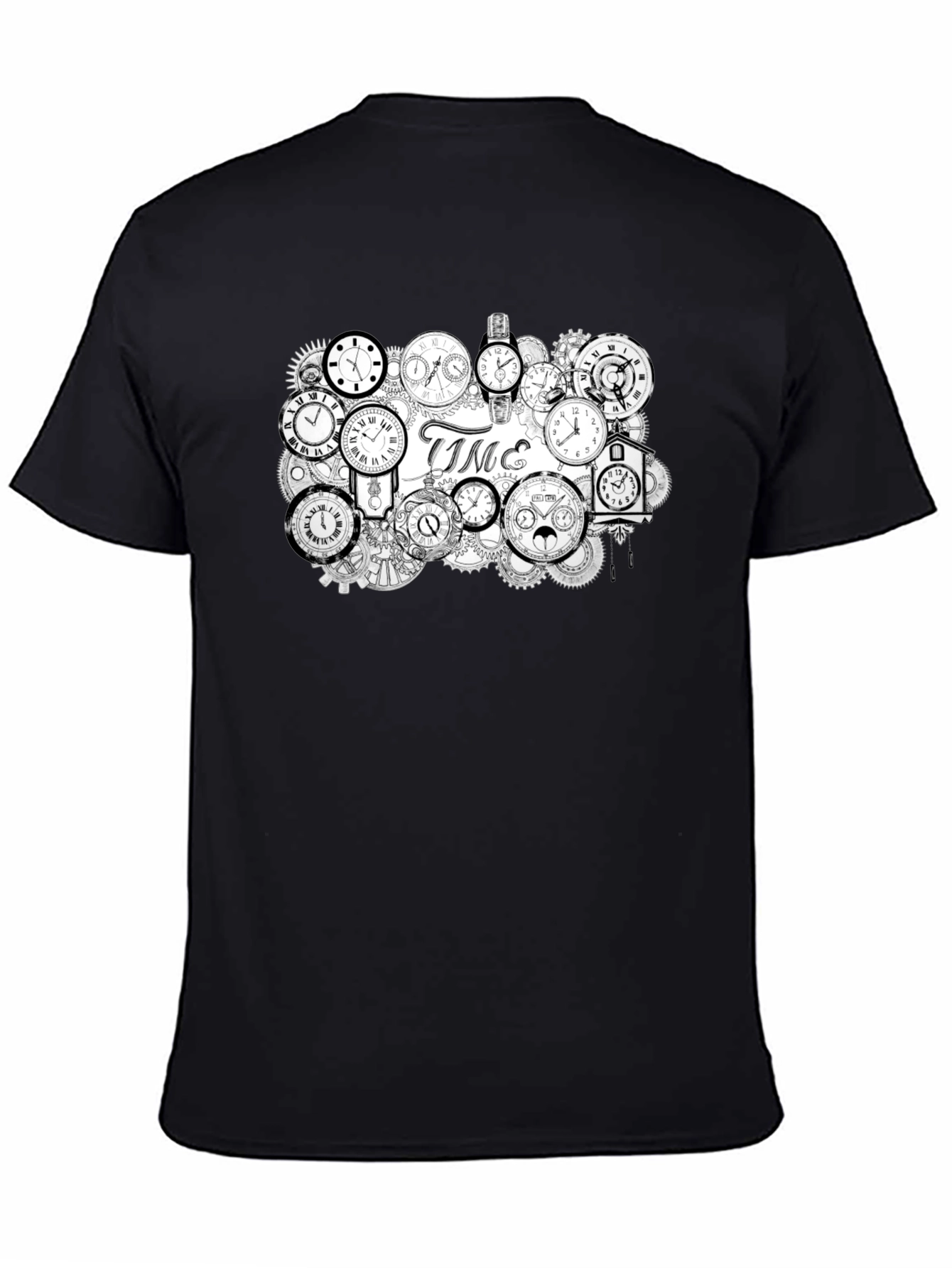 Black Timepiece T-Shirt - Clockwork Design view 4