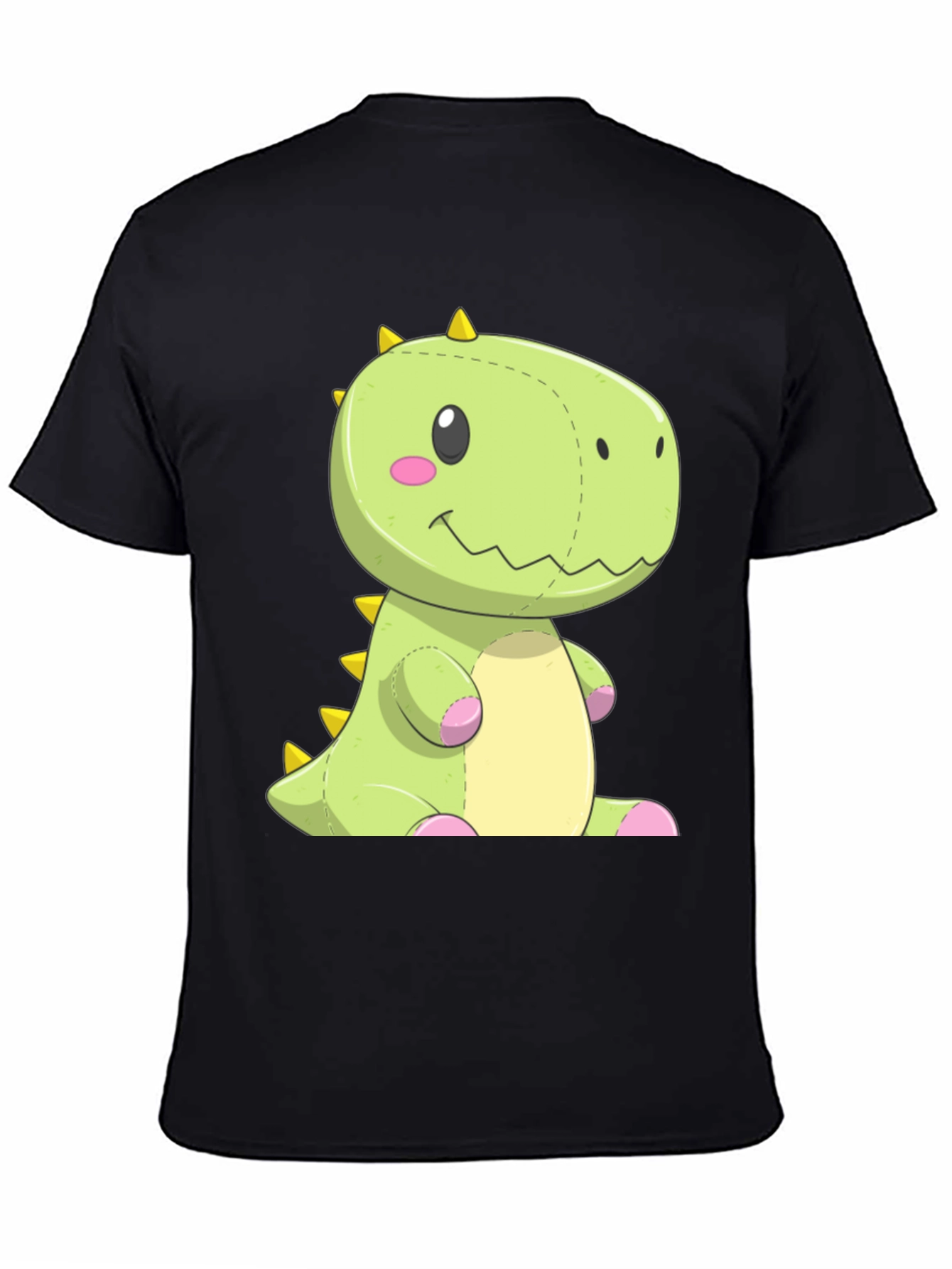Black Dinosaur Plush Graphic Tee - Black Cotton Shirt view 4