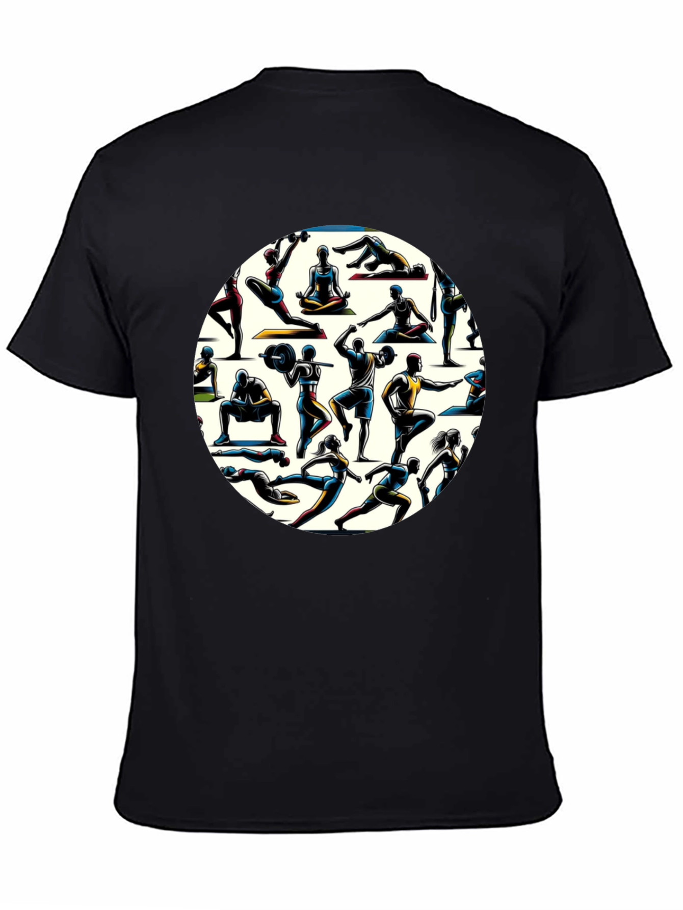 Black Fitness Circle Black T-Shirt view 4