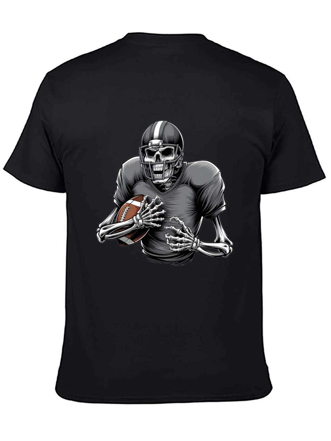 Black Skeleton Football Player Graphic Tee view 4