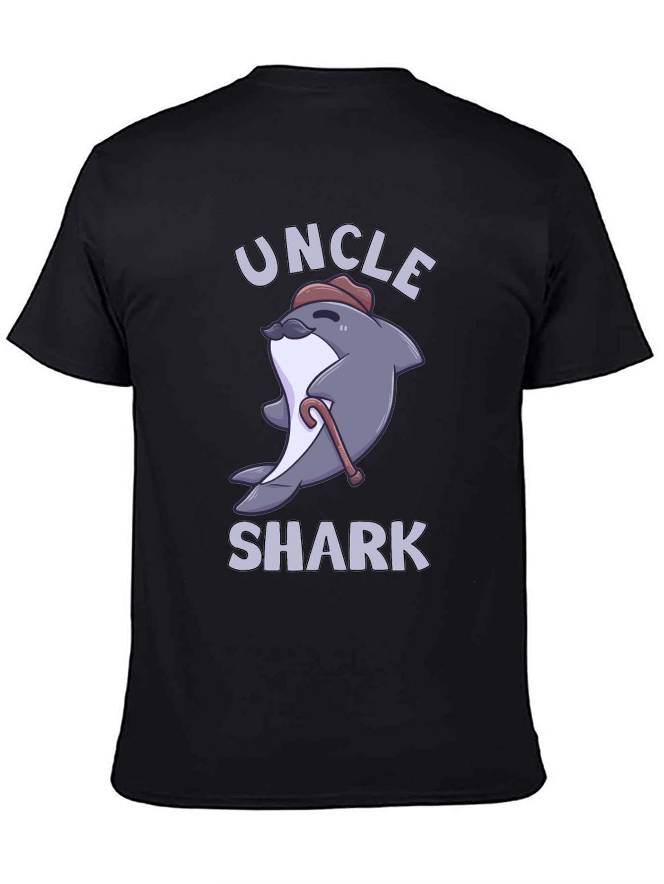 Black Uncle Shark Graphic Tee - Cute Cartoon Shark T-Shirt view 4