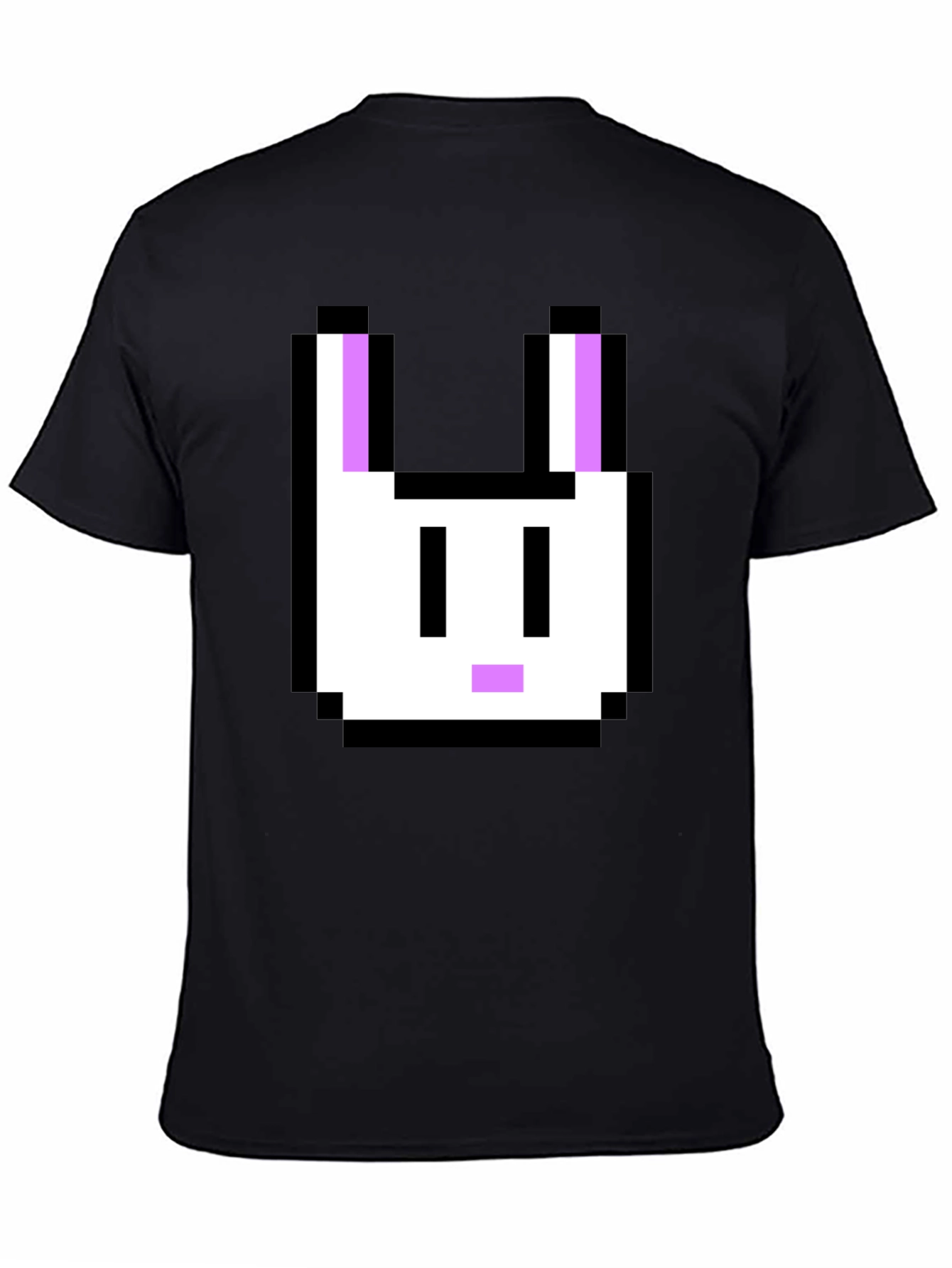 Black Pixel Bunny Graphic Tee - Black Cotton T-Shirt view 4