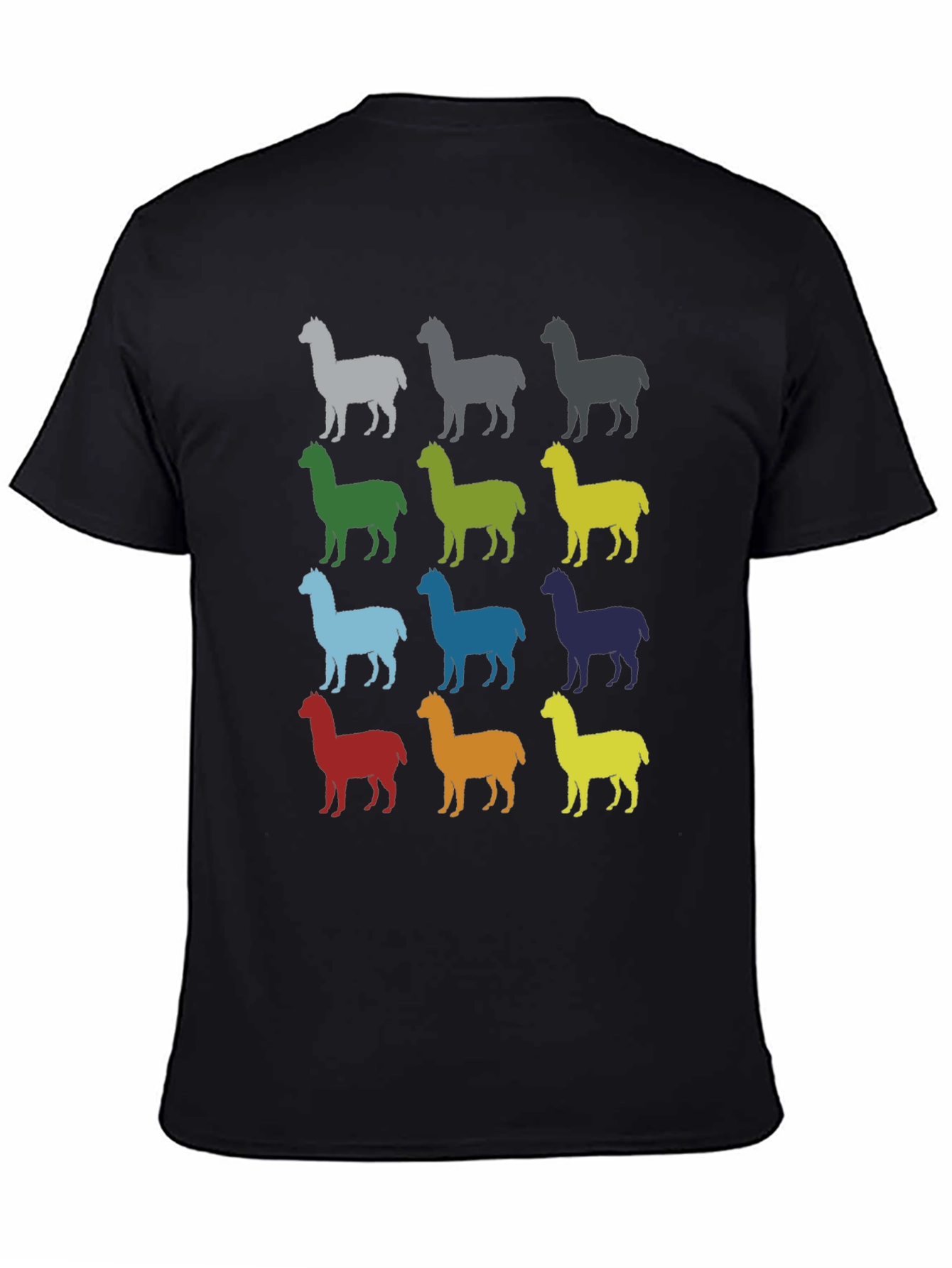 Black Colorful Alpaca Graphic T-Shirt view 4