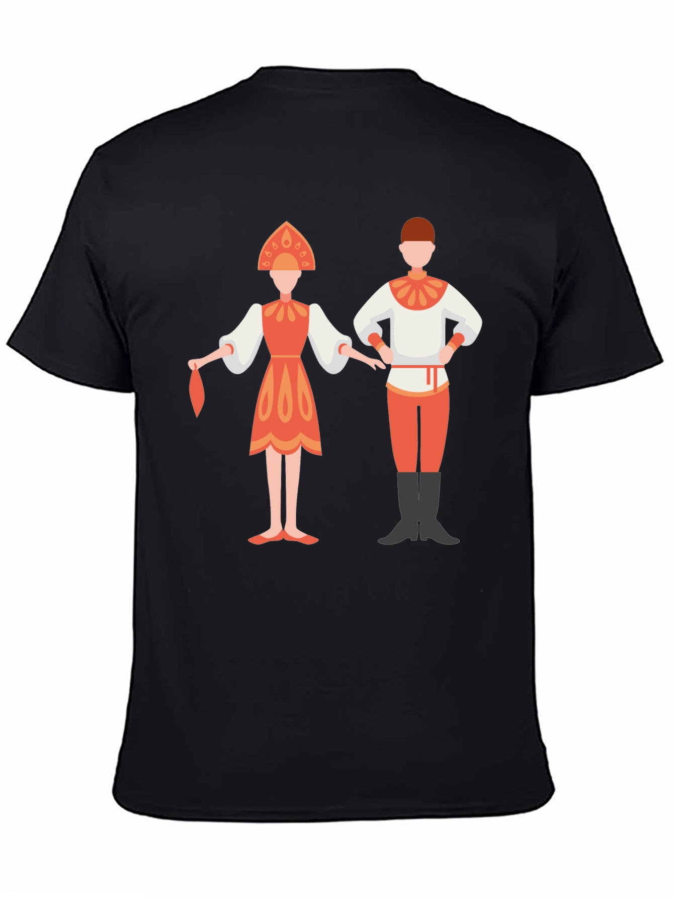 Black Russian Folk Dance Graphic Tee - Black Unisex Shirt view 4