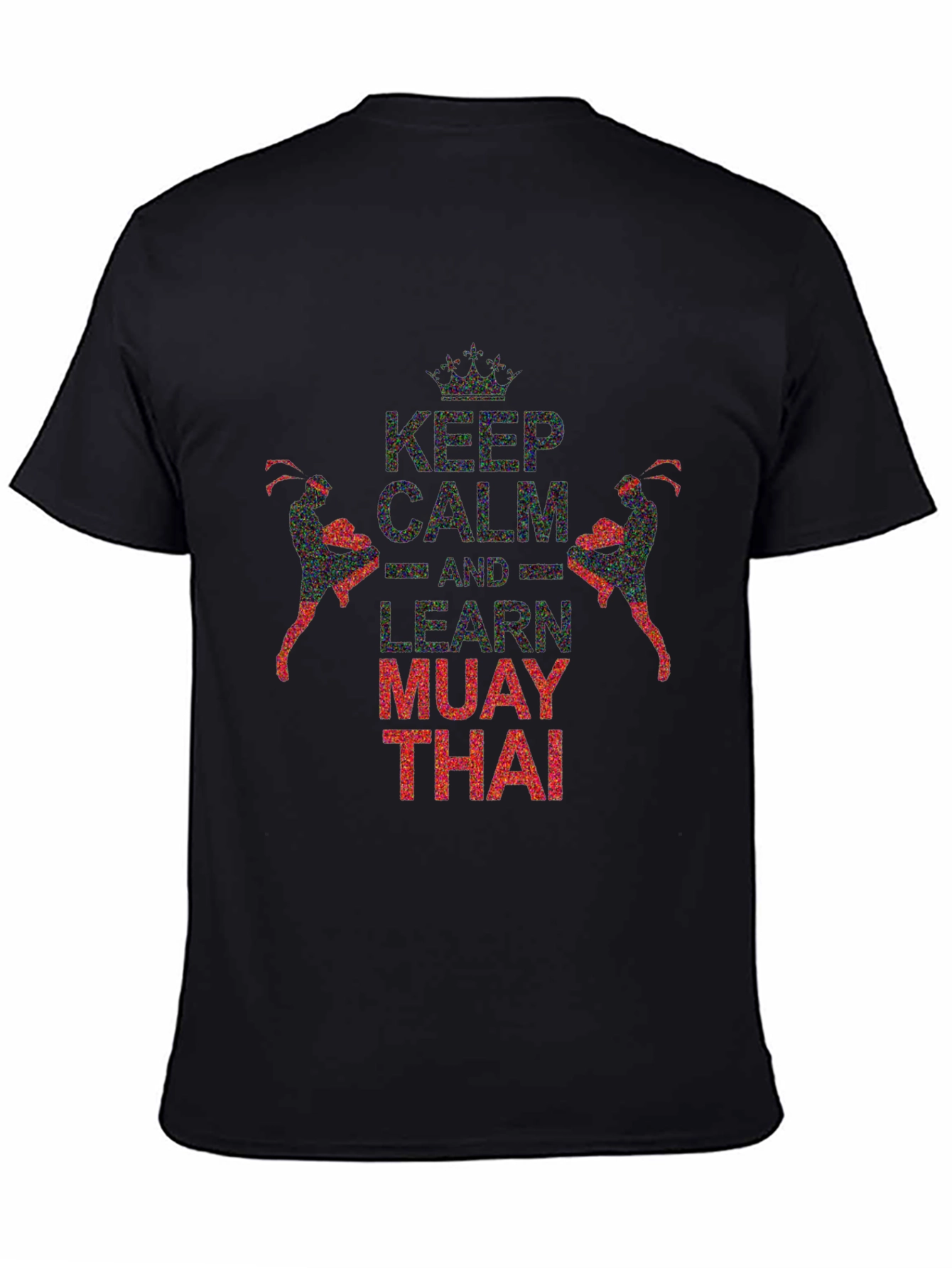 Black Keep Calm Learn Muay Thai Black Graphic Tee view 4