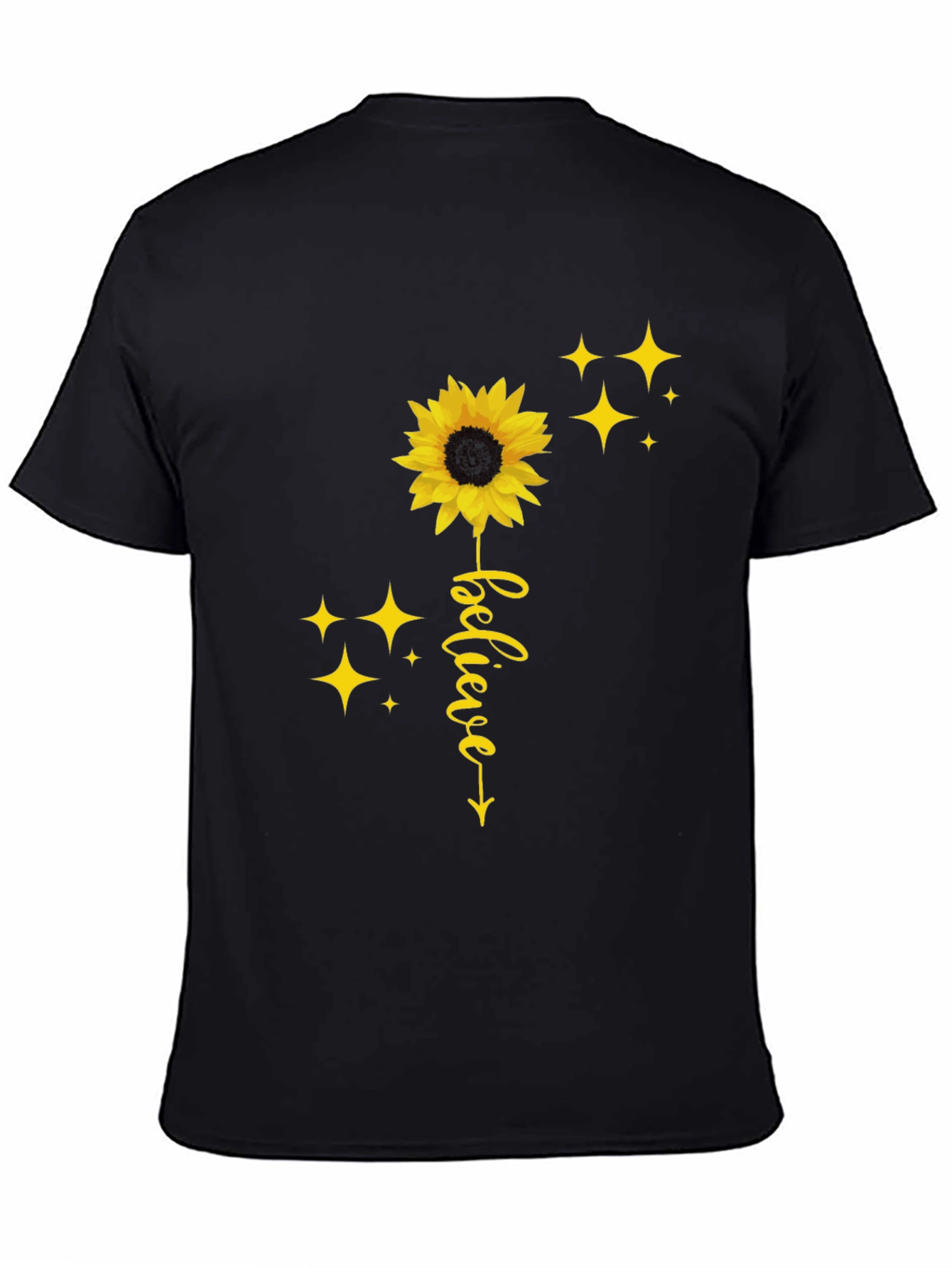 Black Believe Sunflower Graphic Tee - Black view 4