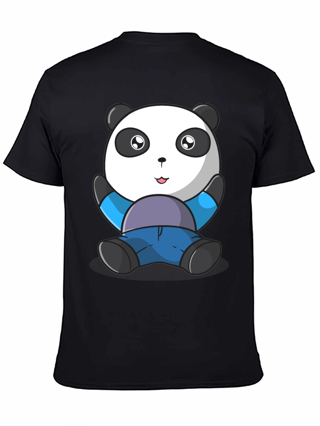 Black Cute Panda Bear Graphic T-Shirt view 4