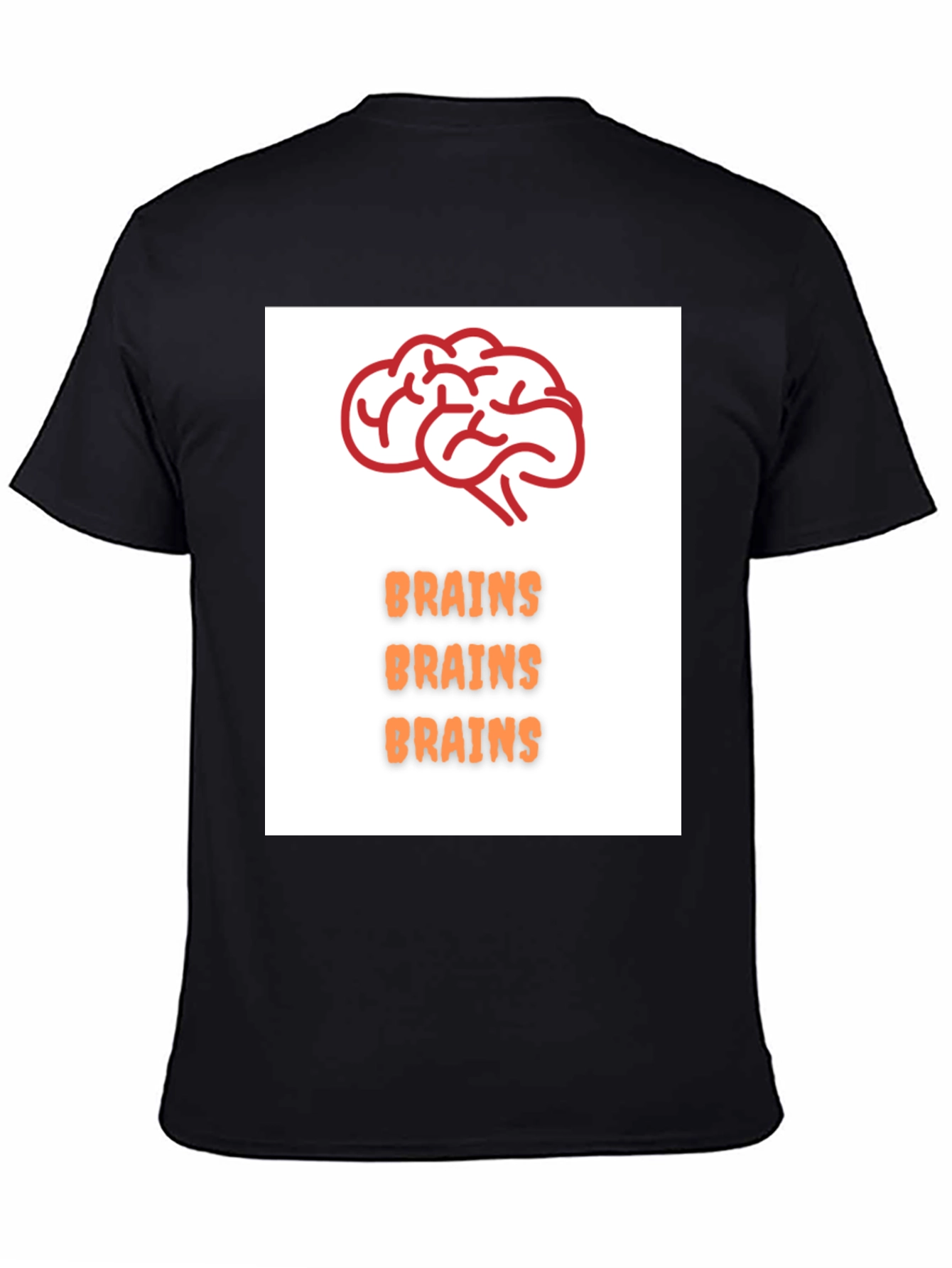 Black Brains T-Shirt - Black Crew Neck Tee view 4