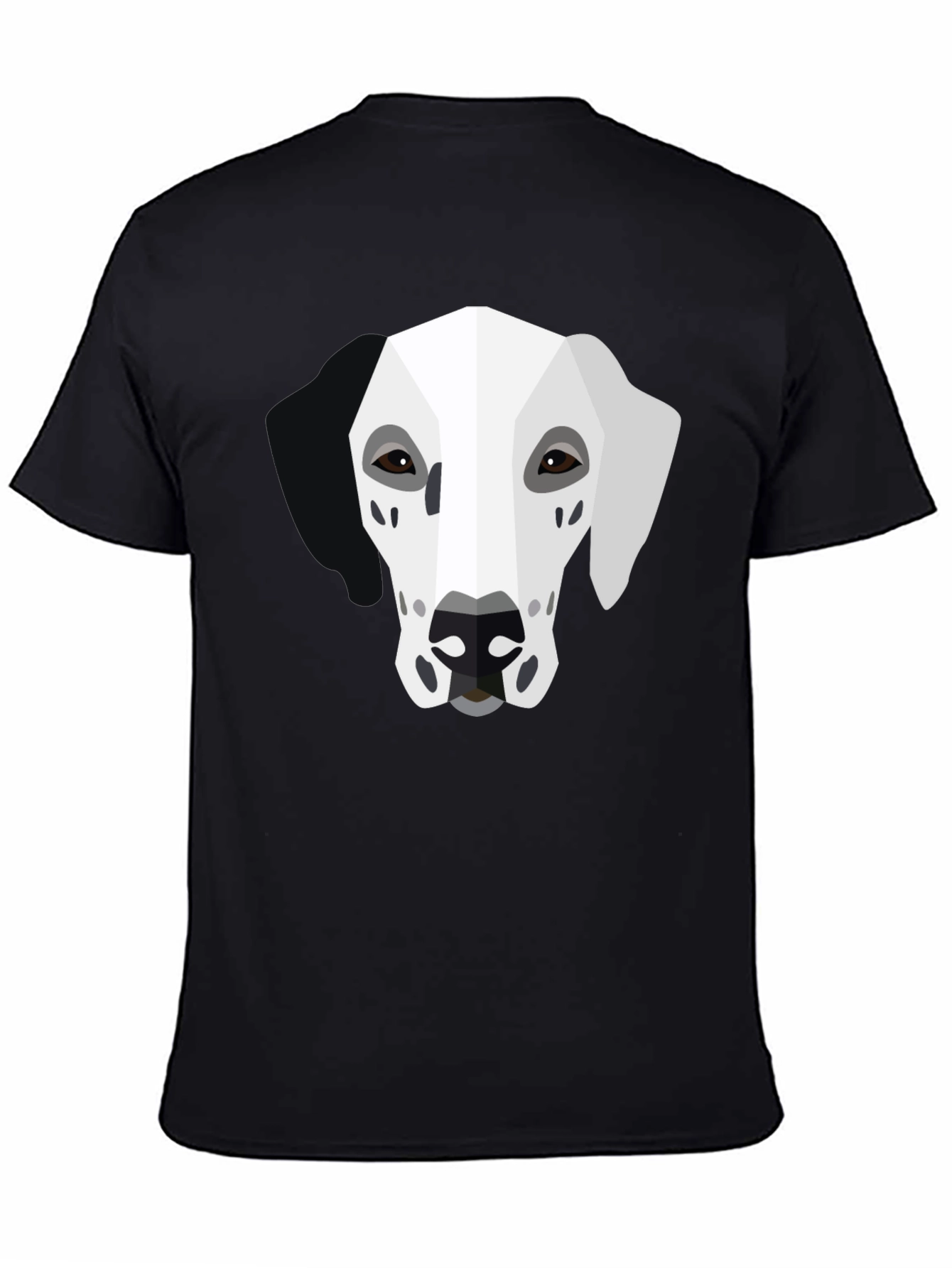Black Geometric Dalmatian Graphic Tee - Unisex Black T-Shirt view 4