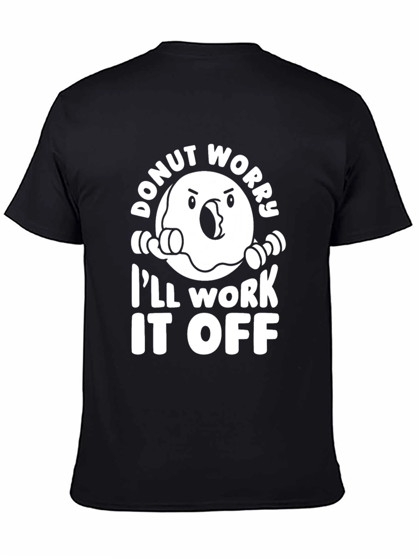 Black Funny Donut Workout T-Shirt - I'll Work It Off view 4