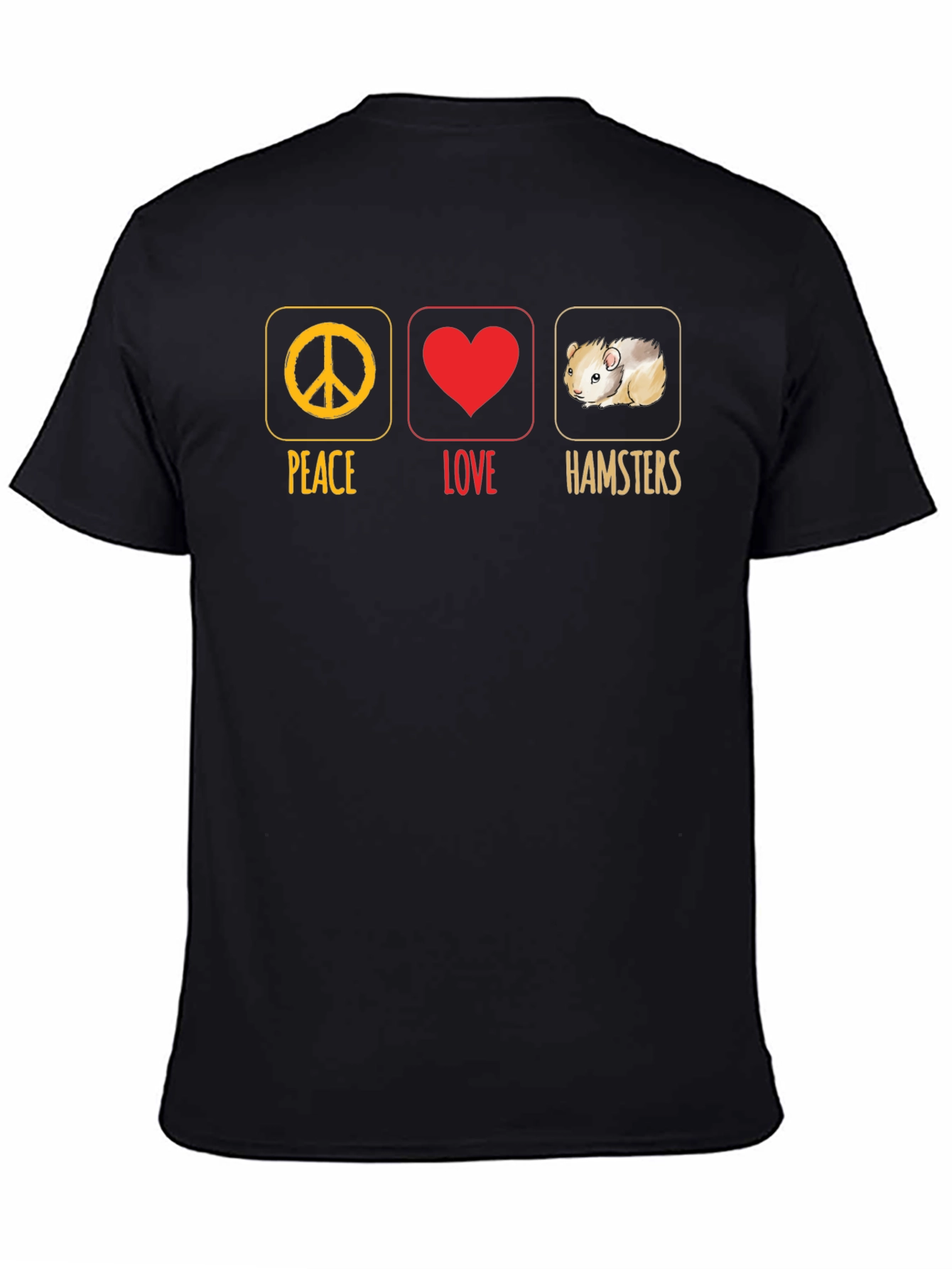 Black Peace Love Hamsters T-Shirt view 4