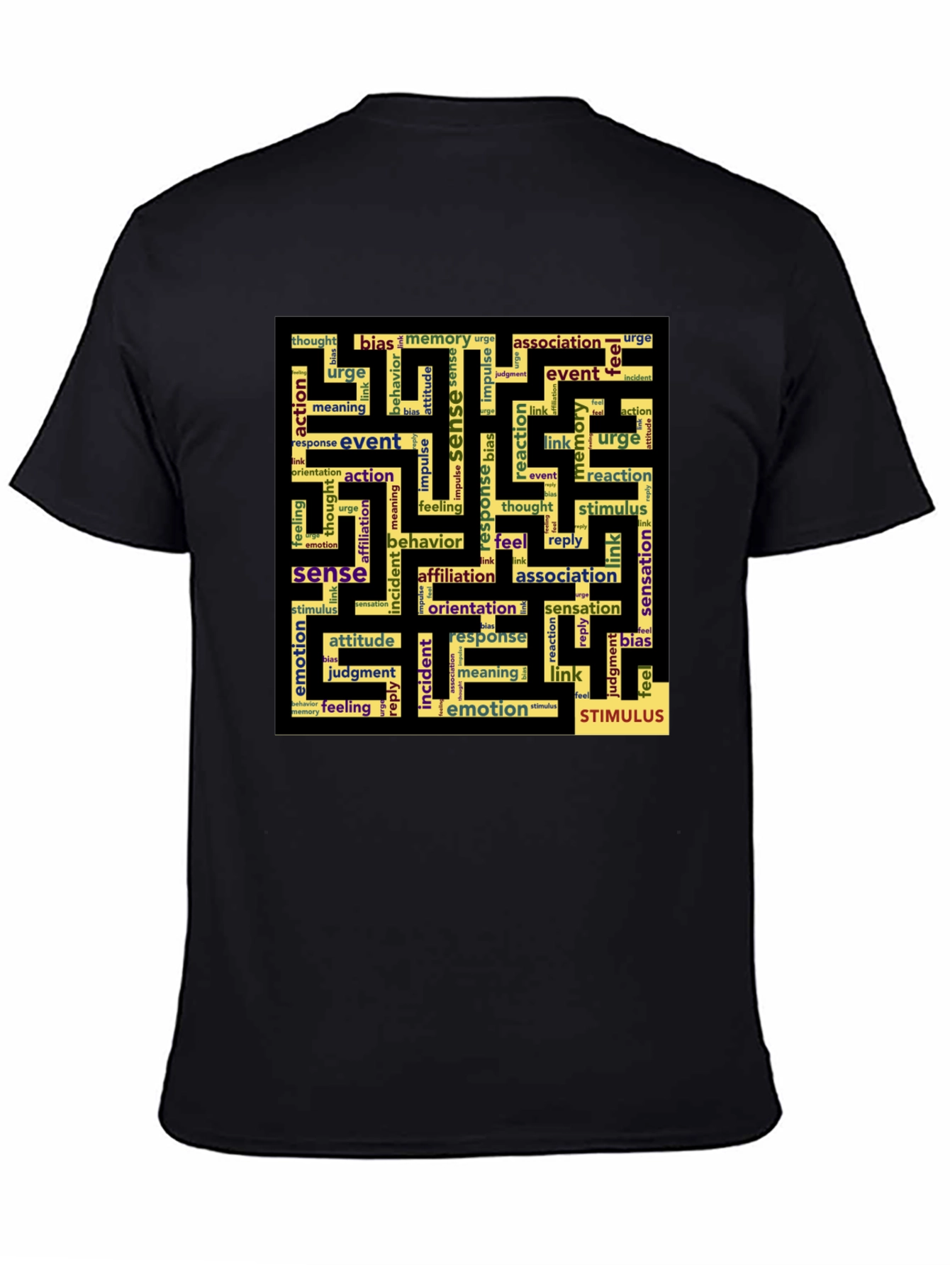 Sense Maze Black T-Shirt - Word Art Design - 4