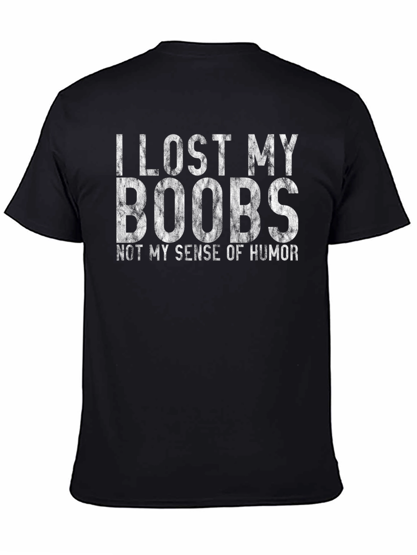 Black I Lost My Boobs Graphic T-Shirt Funny Humor Top view 4