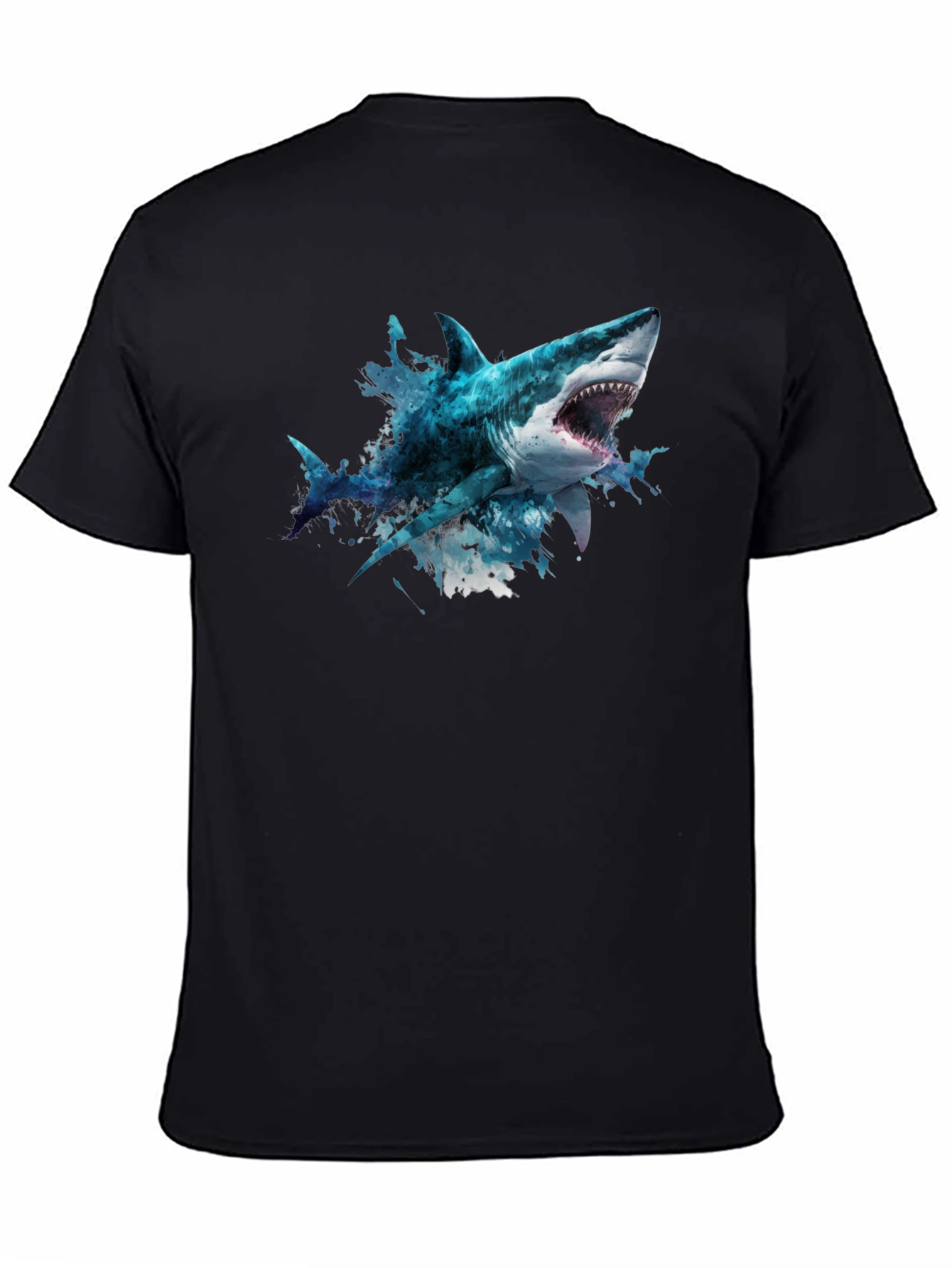 Black Shark Graphic Print Black T-Shirt view 4