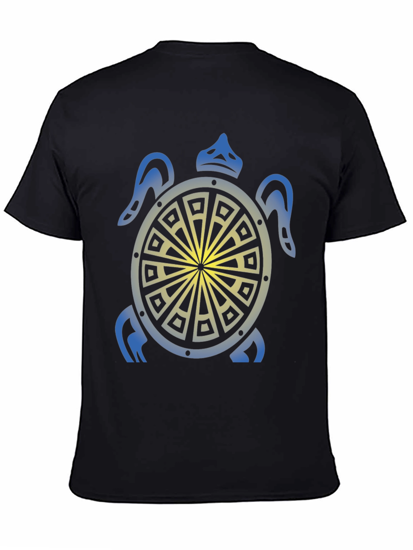Black Turtle Graphic Tee - Black Tribal Design Shirt view 4