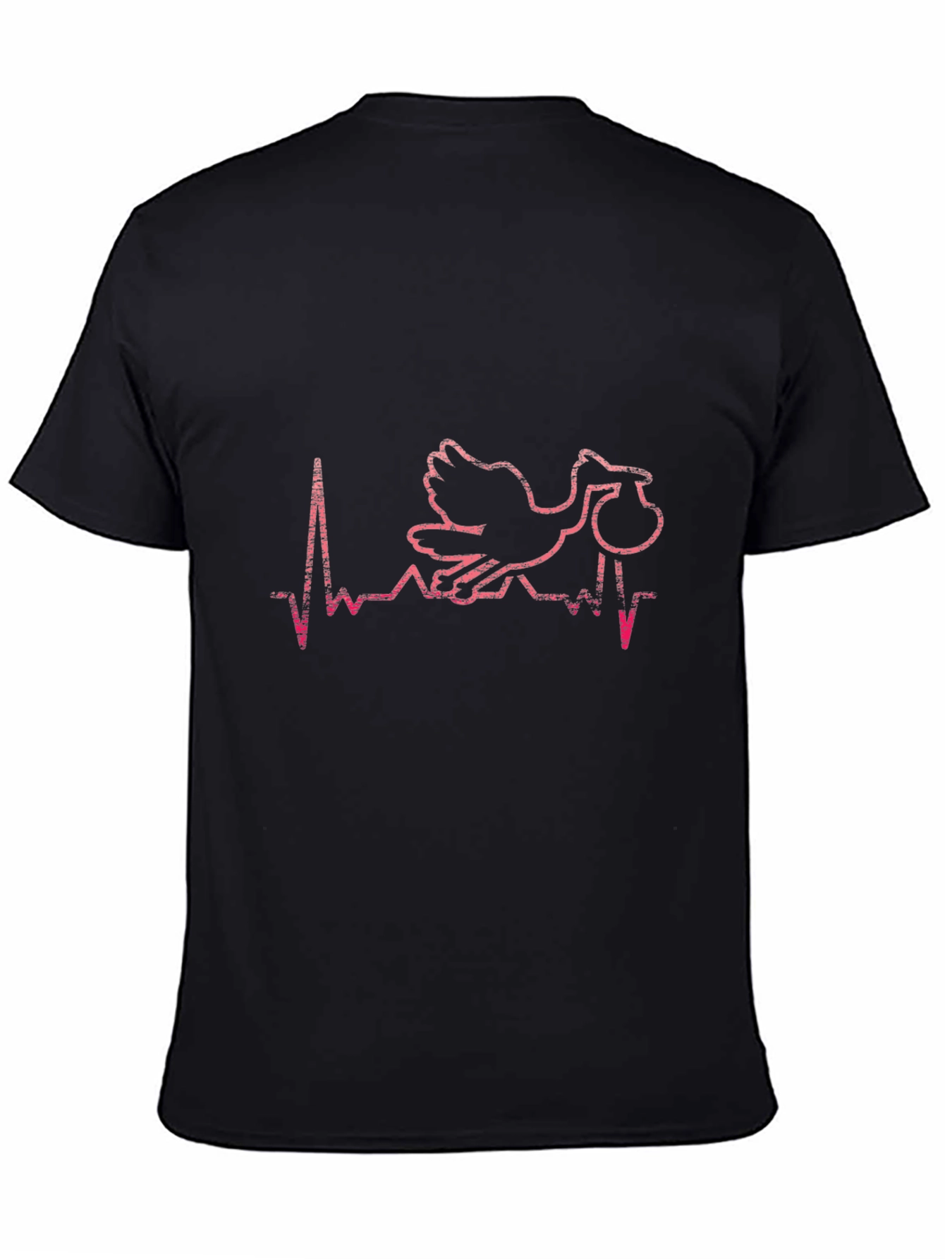 Black Stork Heartbeat Graphic T-Shirt - Expecting Parents Tee view 4