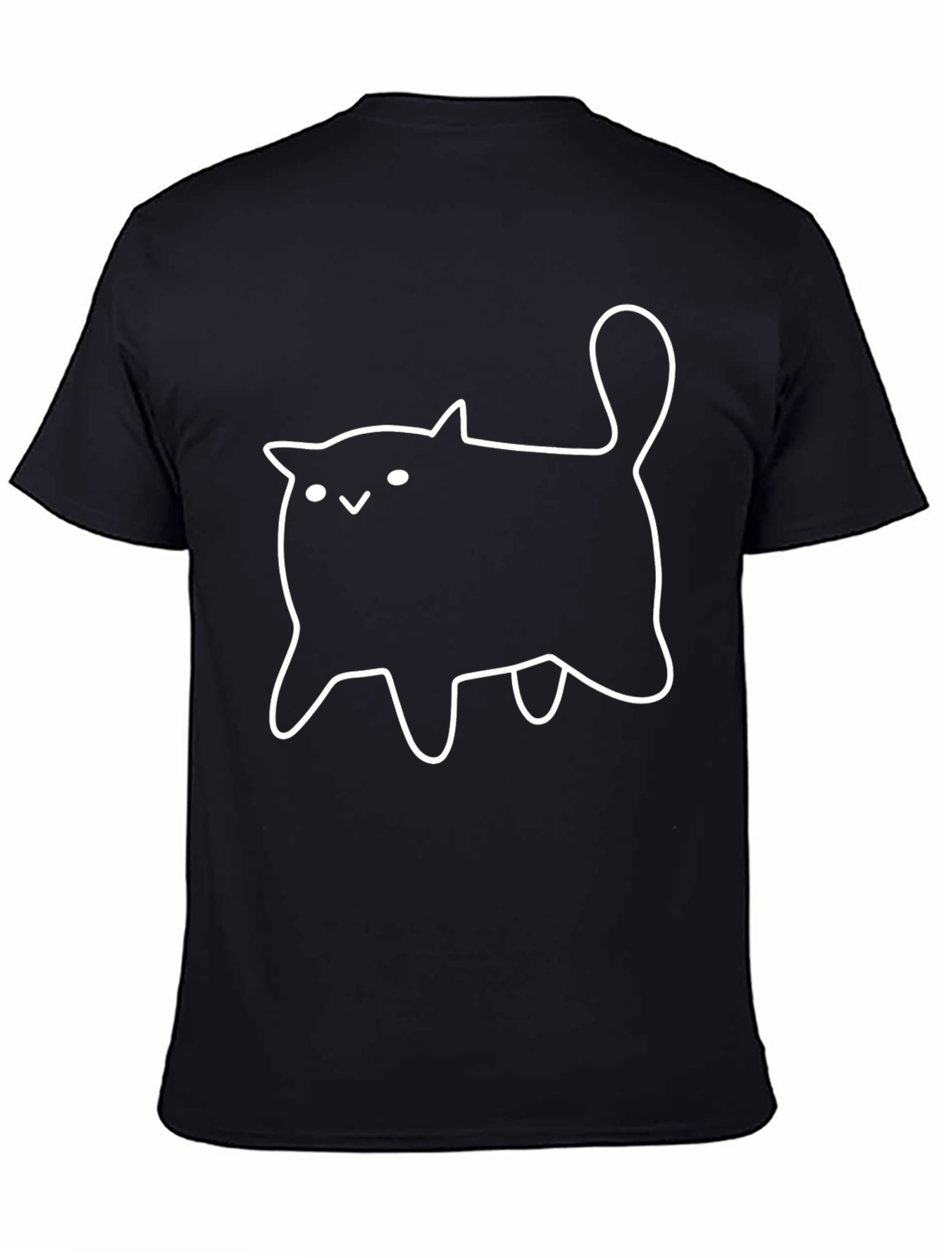Black Cute Cartoon Cat Black T-Shirt view 4