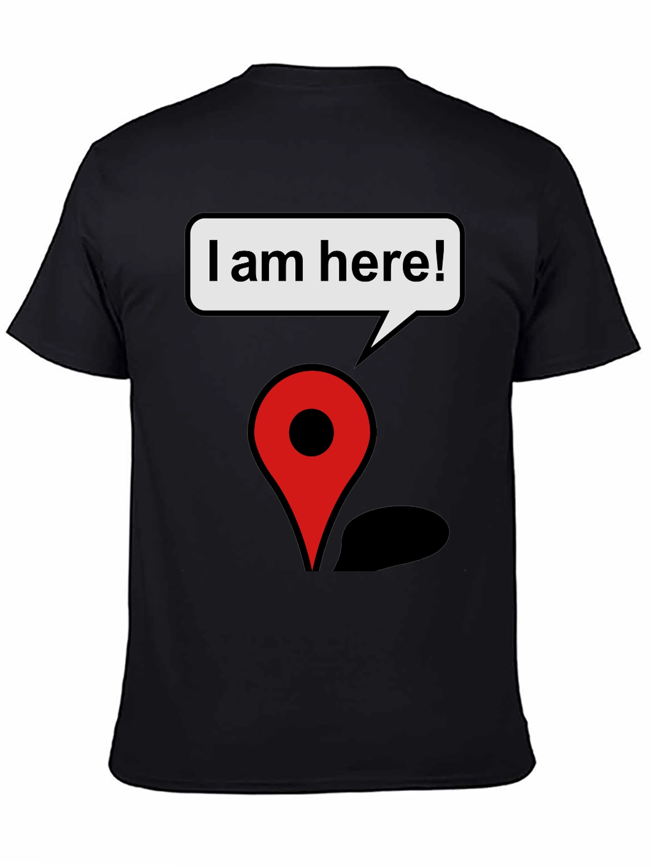 Black I am Here! Graphic Print T-Shirt view 4