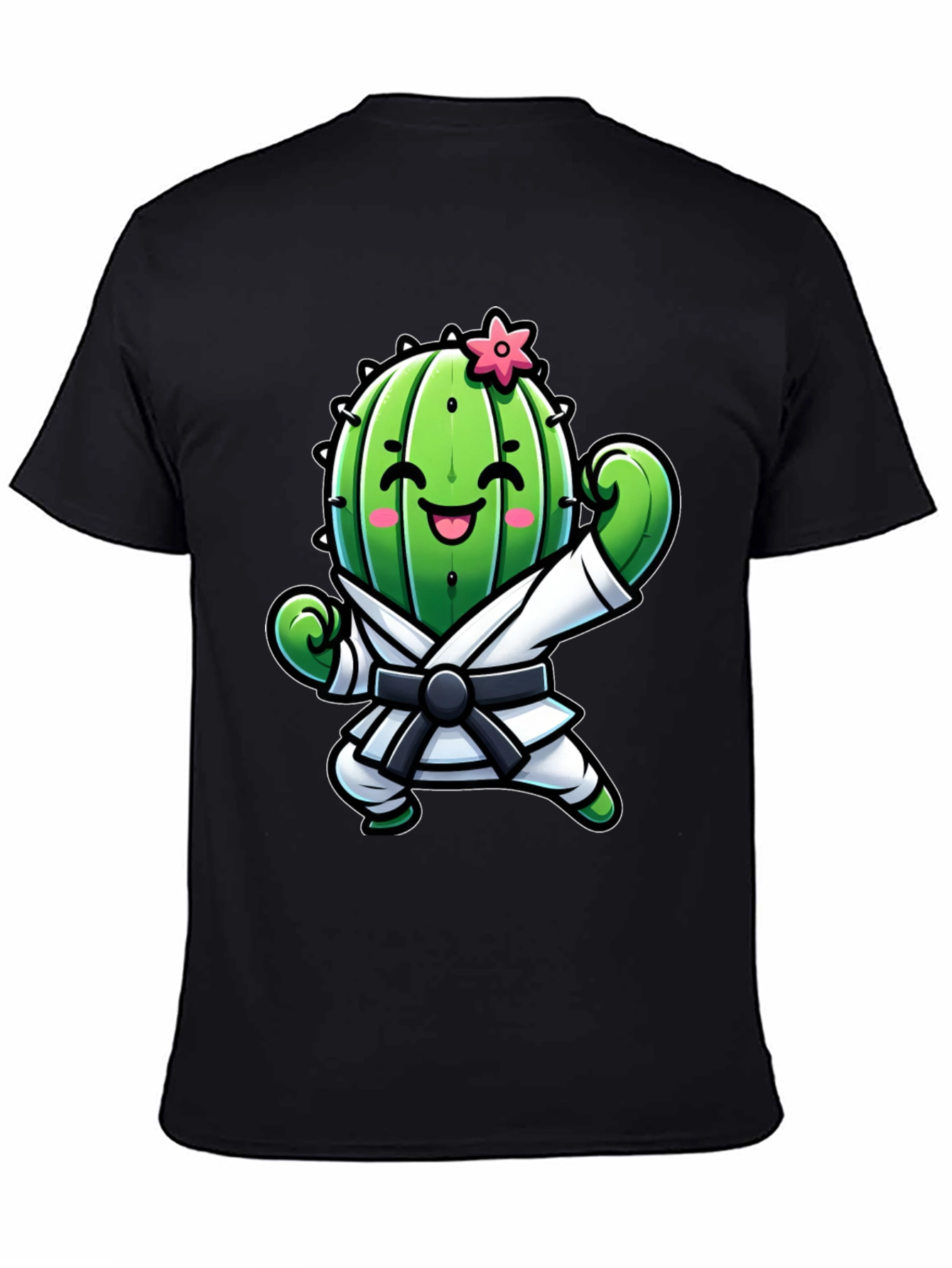 Black Karate Cactus T-Shirt - Funny Martial Arts Tee view 4