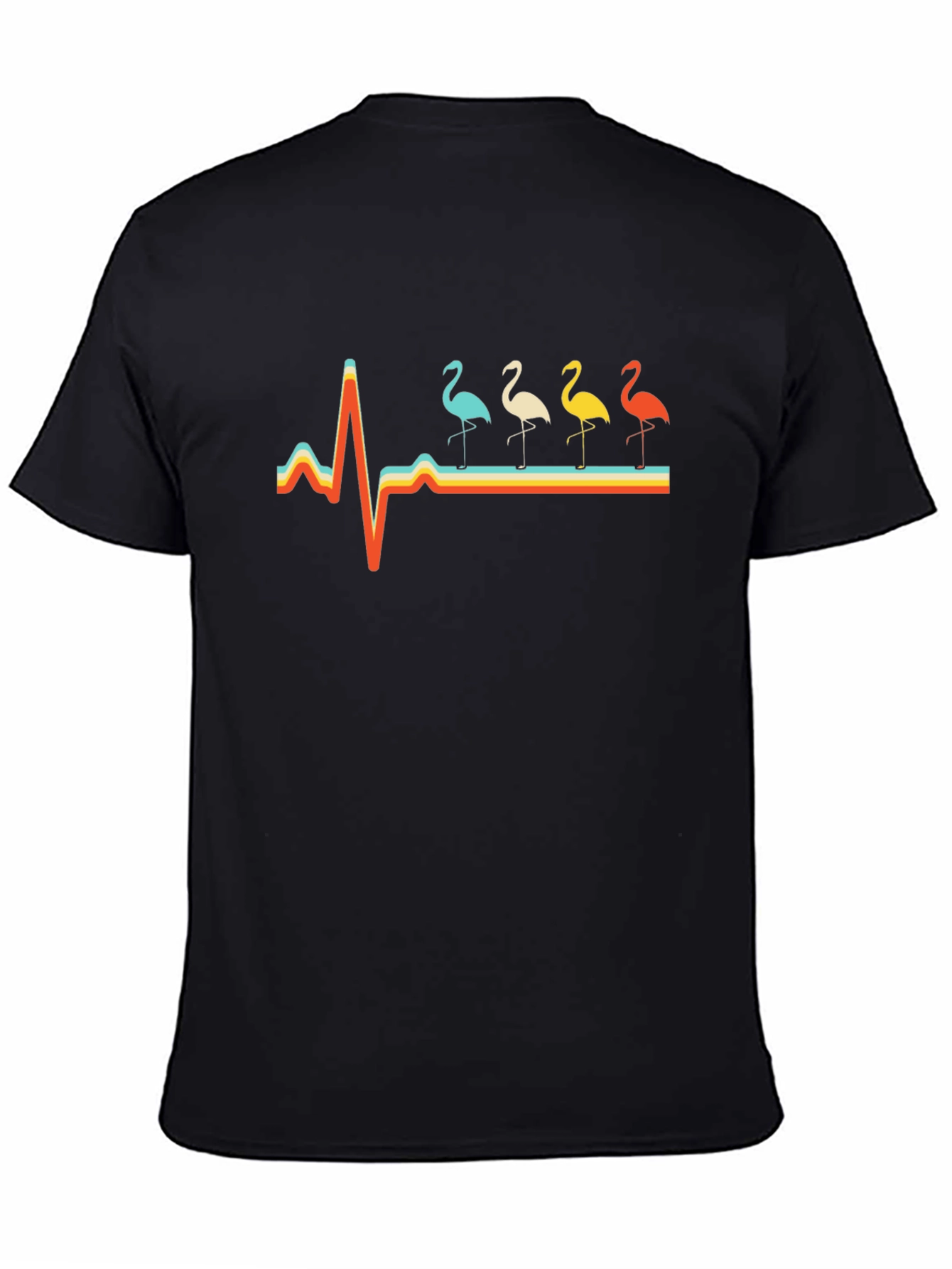 Retro Flamingo Heartbeat Graphic Tee - 4