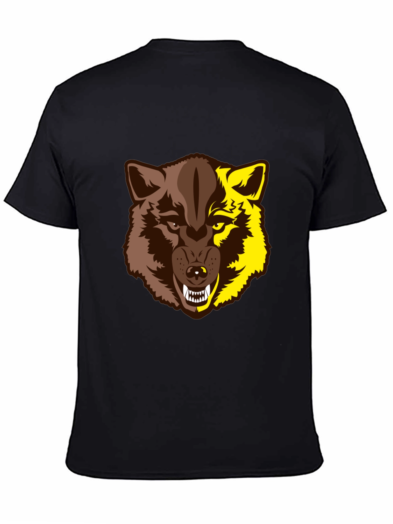 Black Wolf Graphic Tee - Two-Tone Beast Design view 4