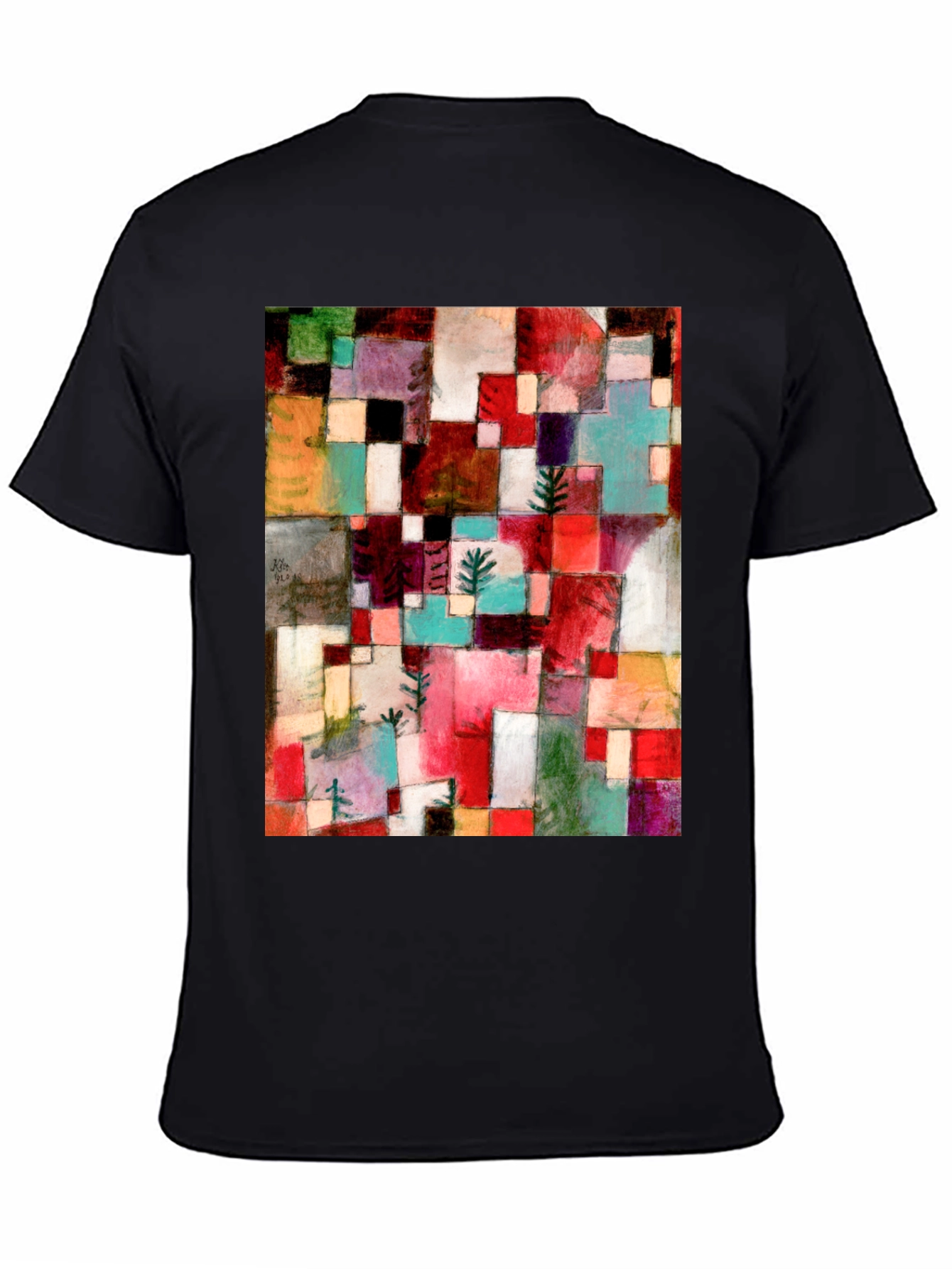 Black Abstract Art T-Shirt: Geometric Design view 4