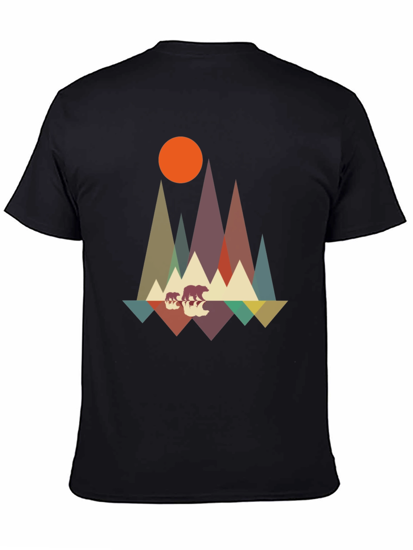 Black Retro Bear Mountain Graphic Tee view 4