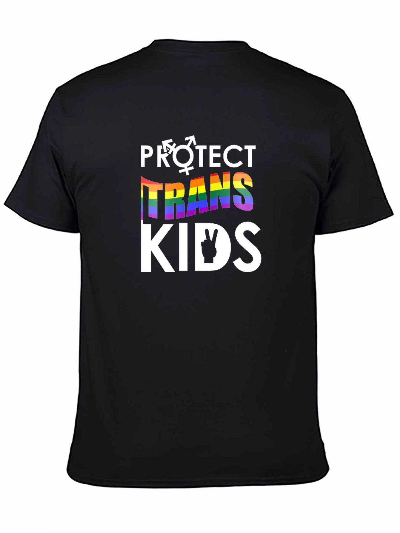 Black Protect Trans Kids T-Shirt - Rainbow Pride LGBTQ+ Support view 4