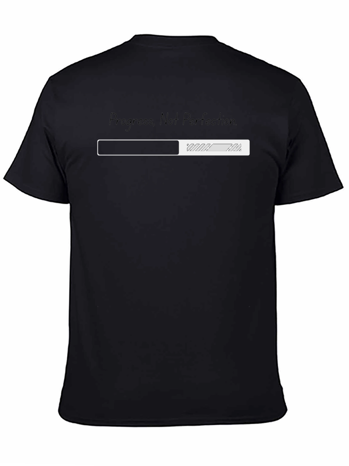 Black Progress Not Perfection Tee - Motivational Graphic Shirt view 4