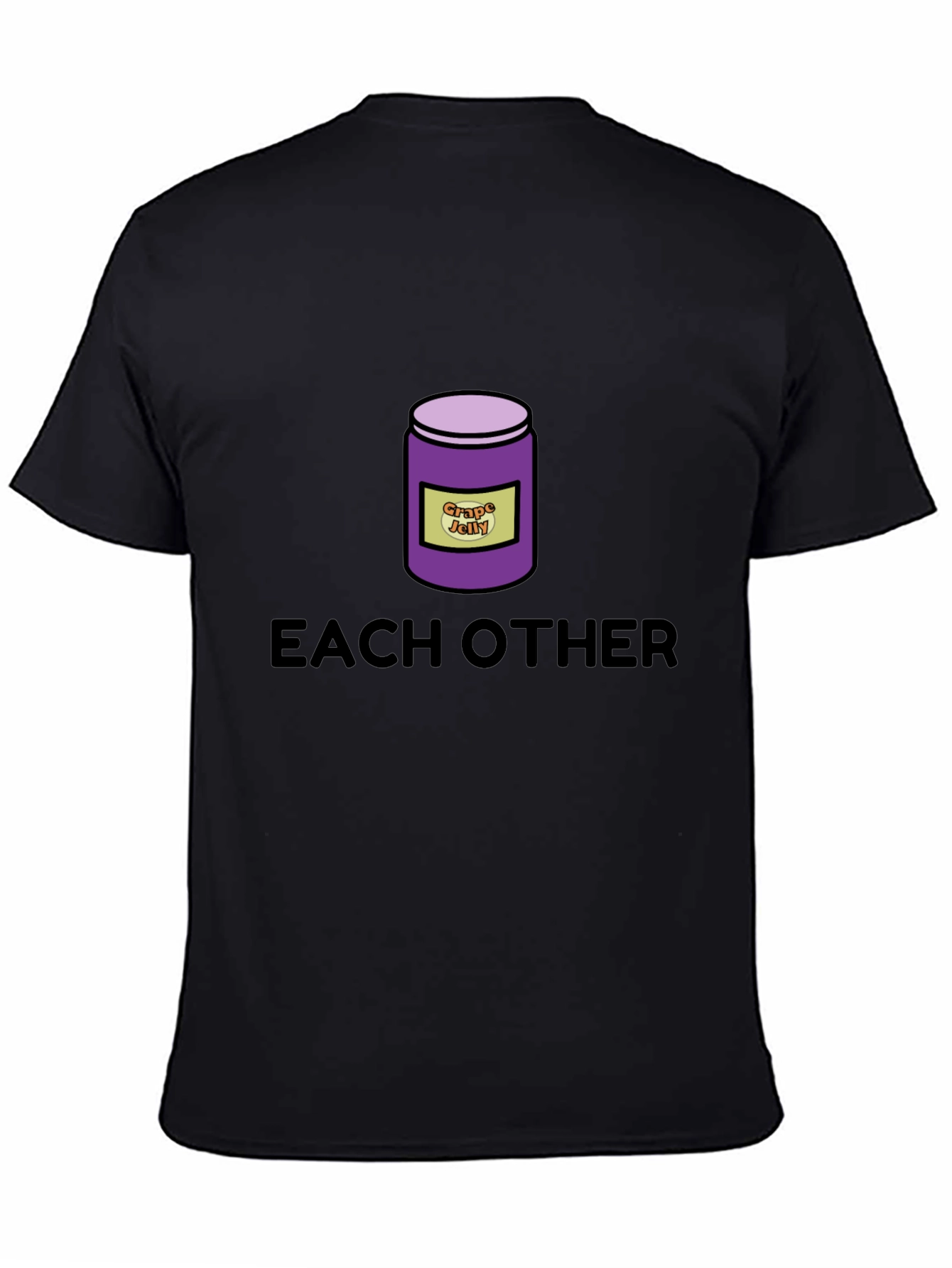 Black Funny "Grape Jelly Each Other" Black Graphic T-Shirt view 4