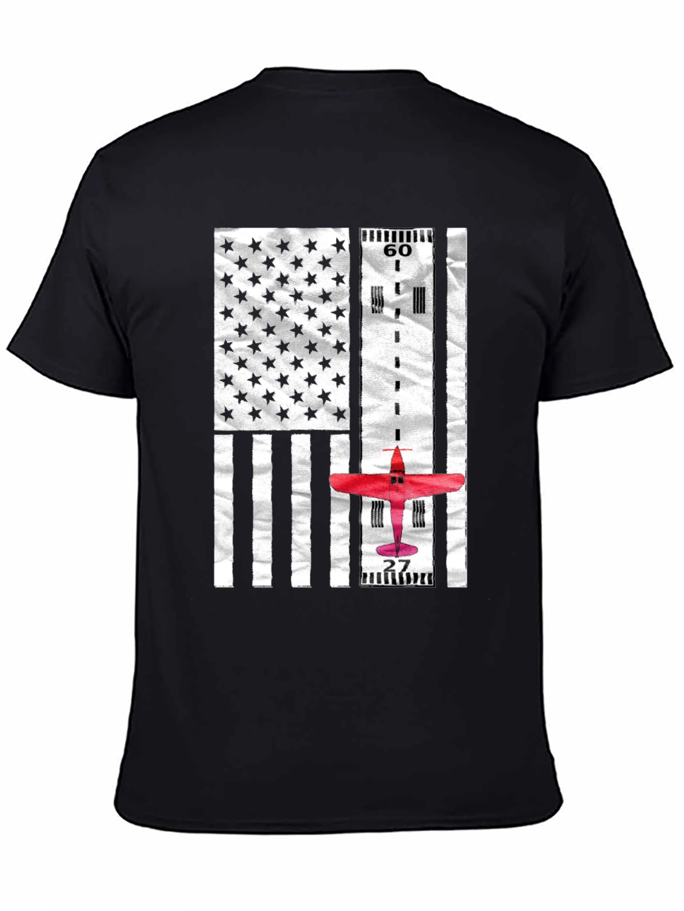 Black Aviator American Flag Runway T-Shirt view 4