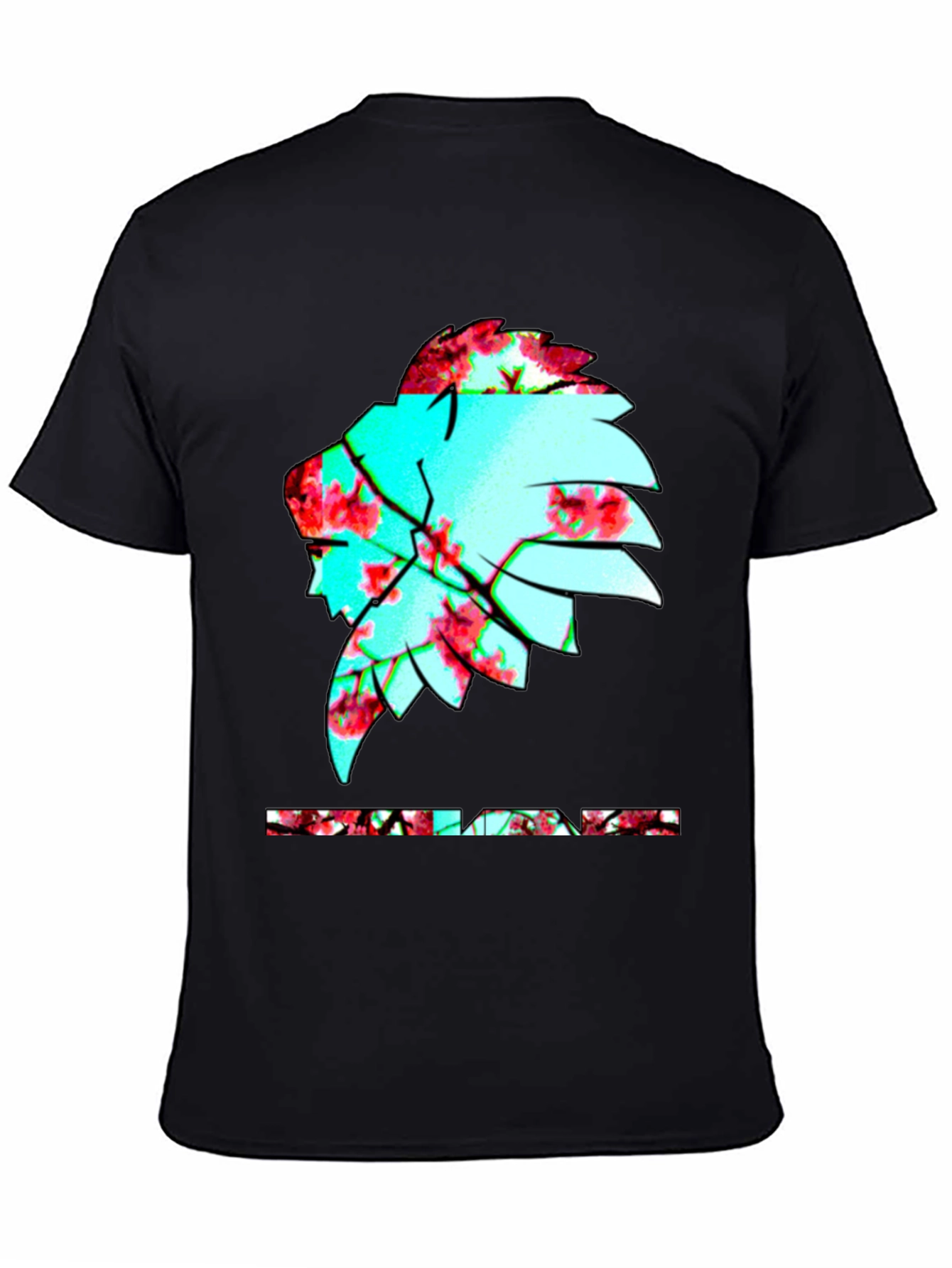 Black Floral Indian Chief Graphic Print Black T-Shirt view 4