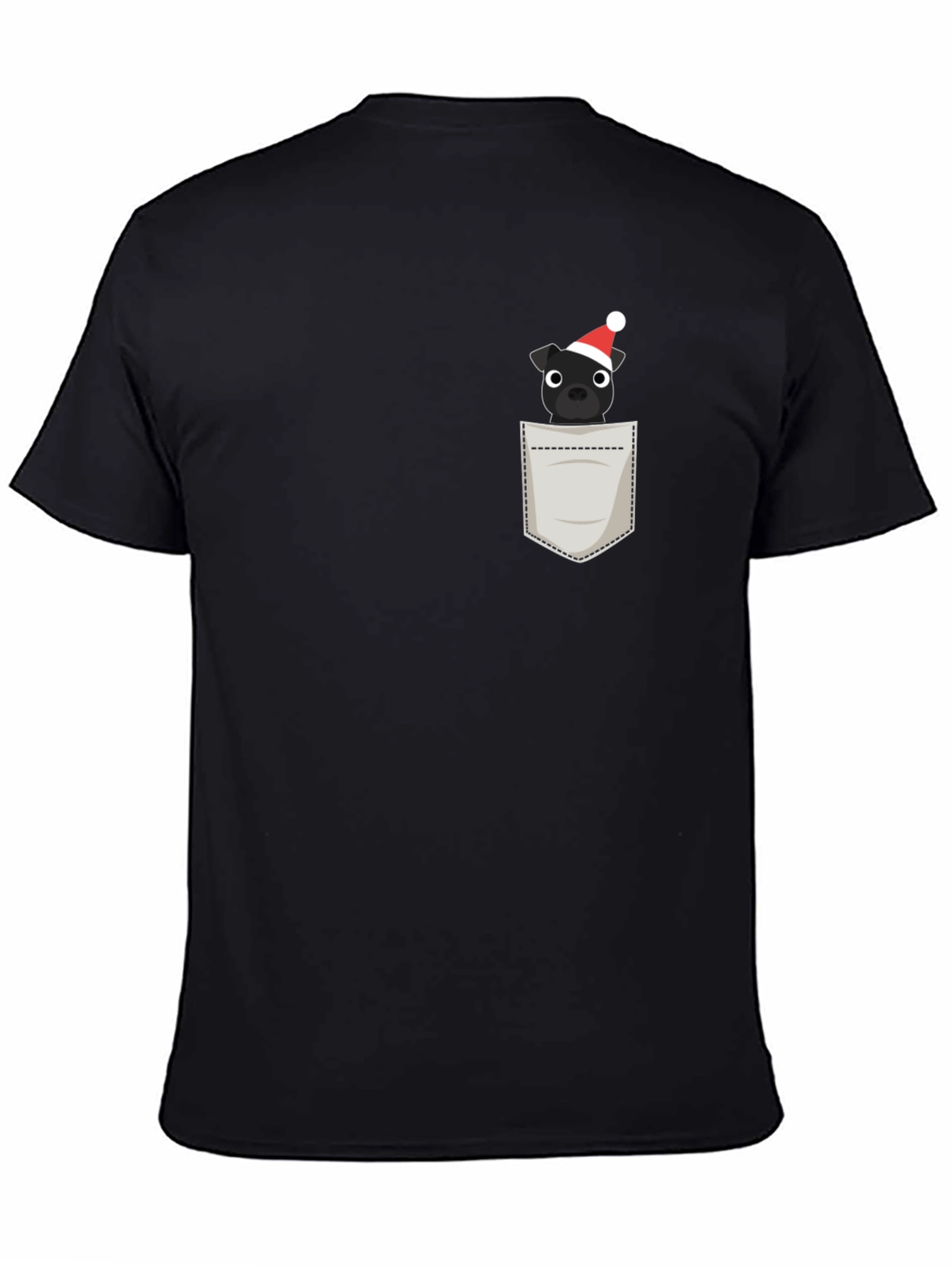 Black Festive Pocket Pup Tee - Black Cotton Blend view 4