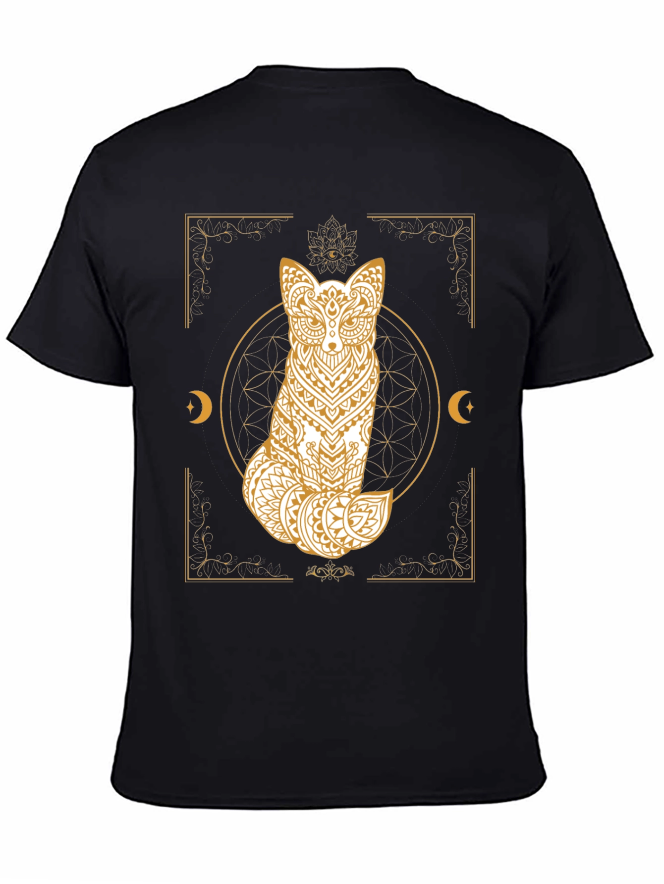 Black Mystic Fox Graphic Tee - Unisex Black T-Shirt view 4