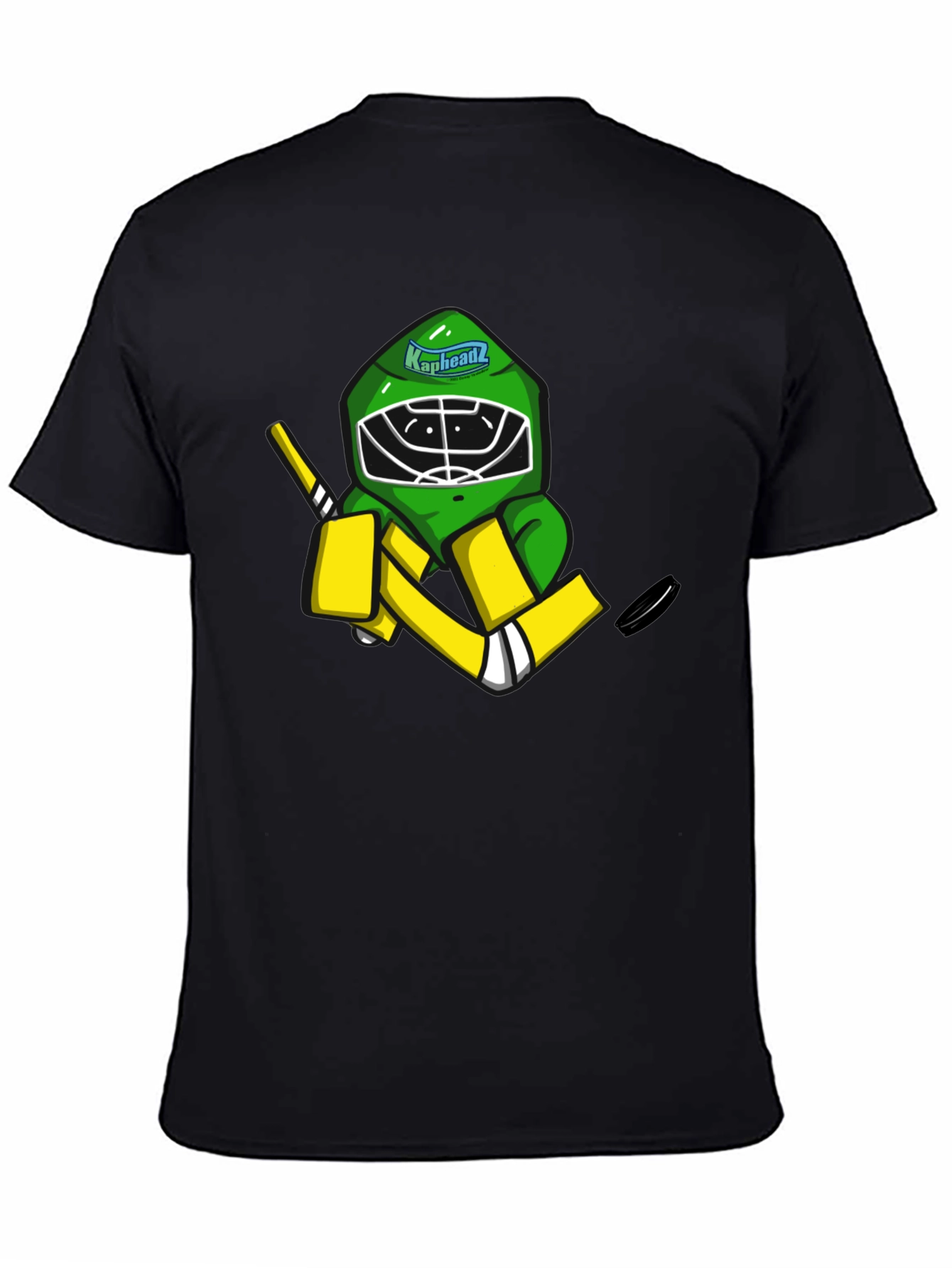 Black Kapheadz Hockey Goalie T-Shirt - Black Cotton Tee view 4