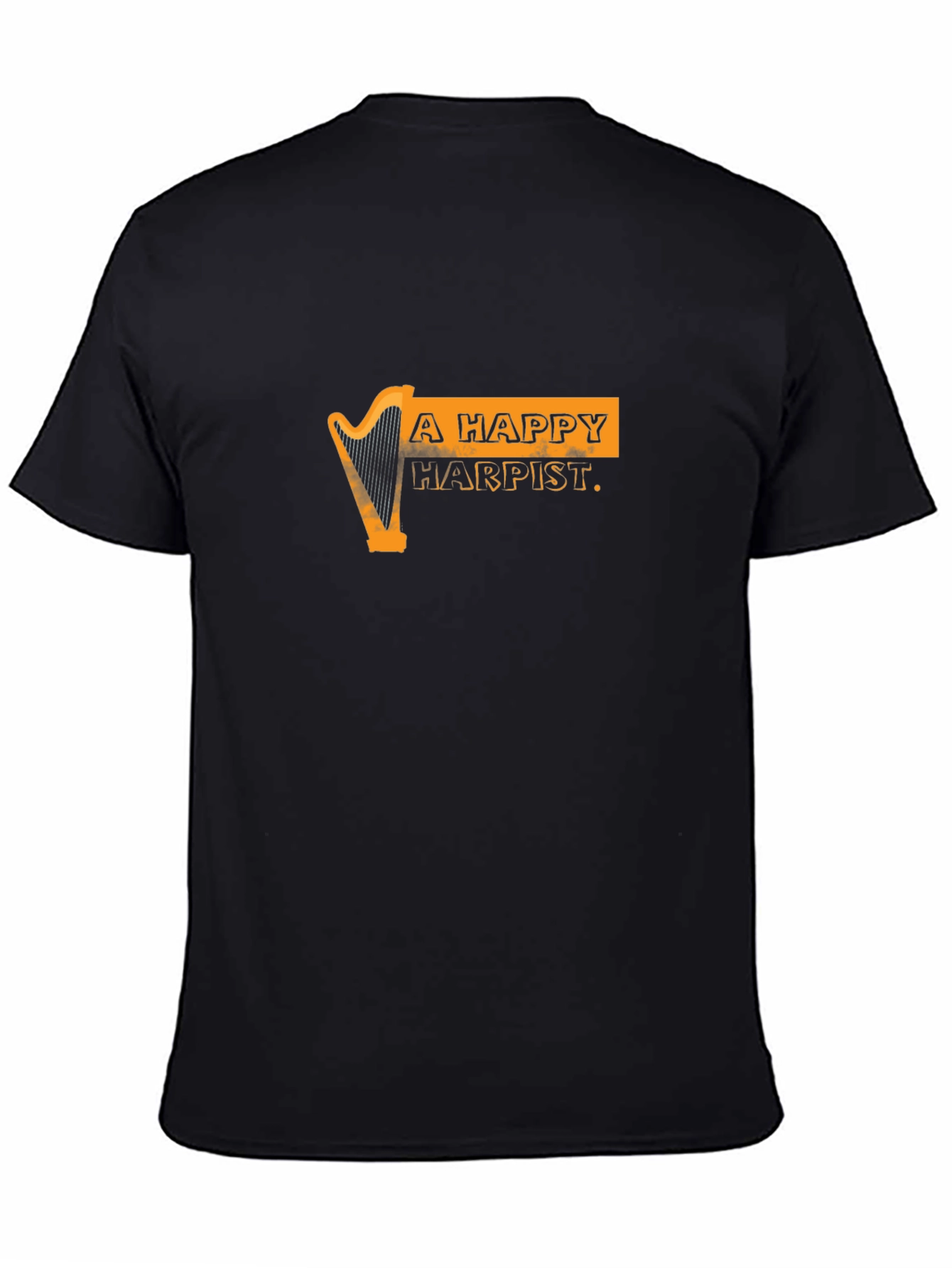 Black Happy Harpist Black Graphic Tee view 4