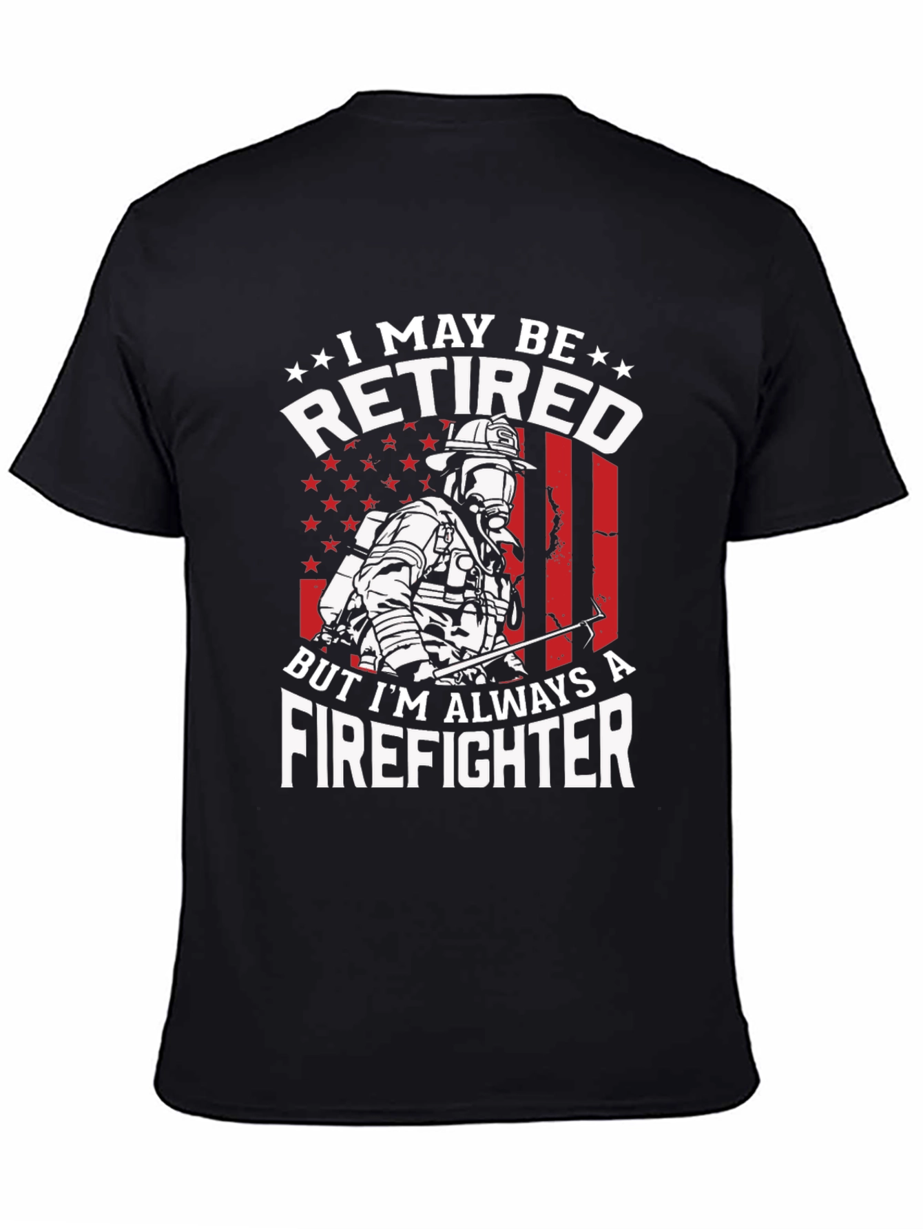 Black Retired Firefighter Graphic T-Shirt view 4